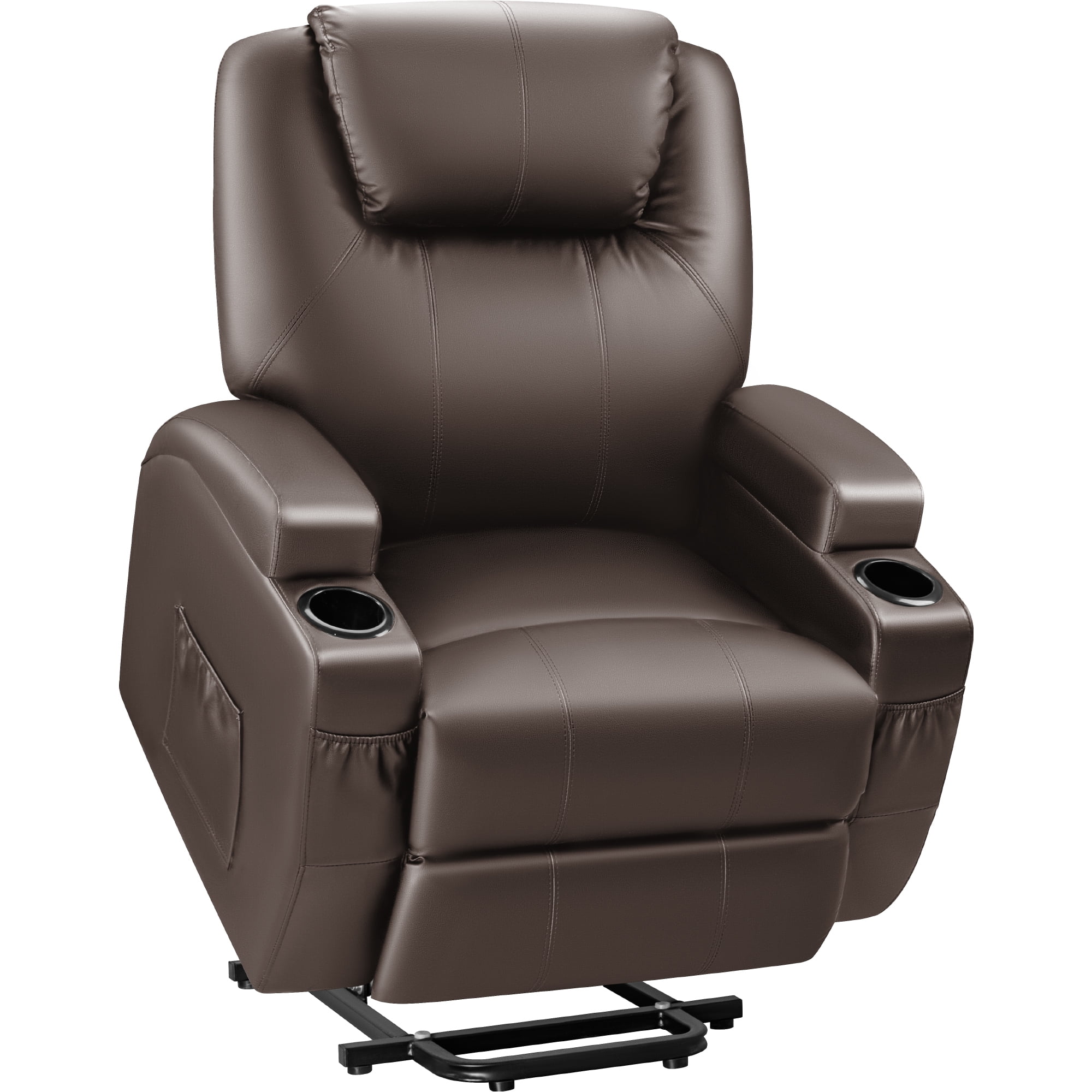 Vineego Power Lift Recliner Chair PU Leather for Elderly with Massage,Brown