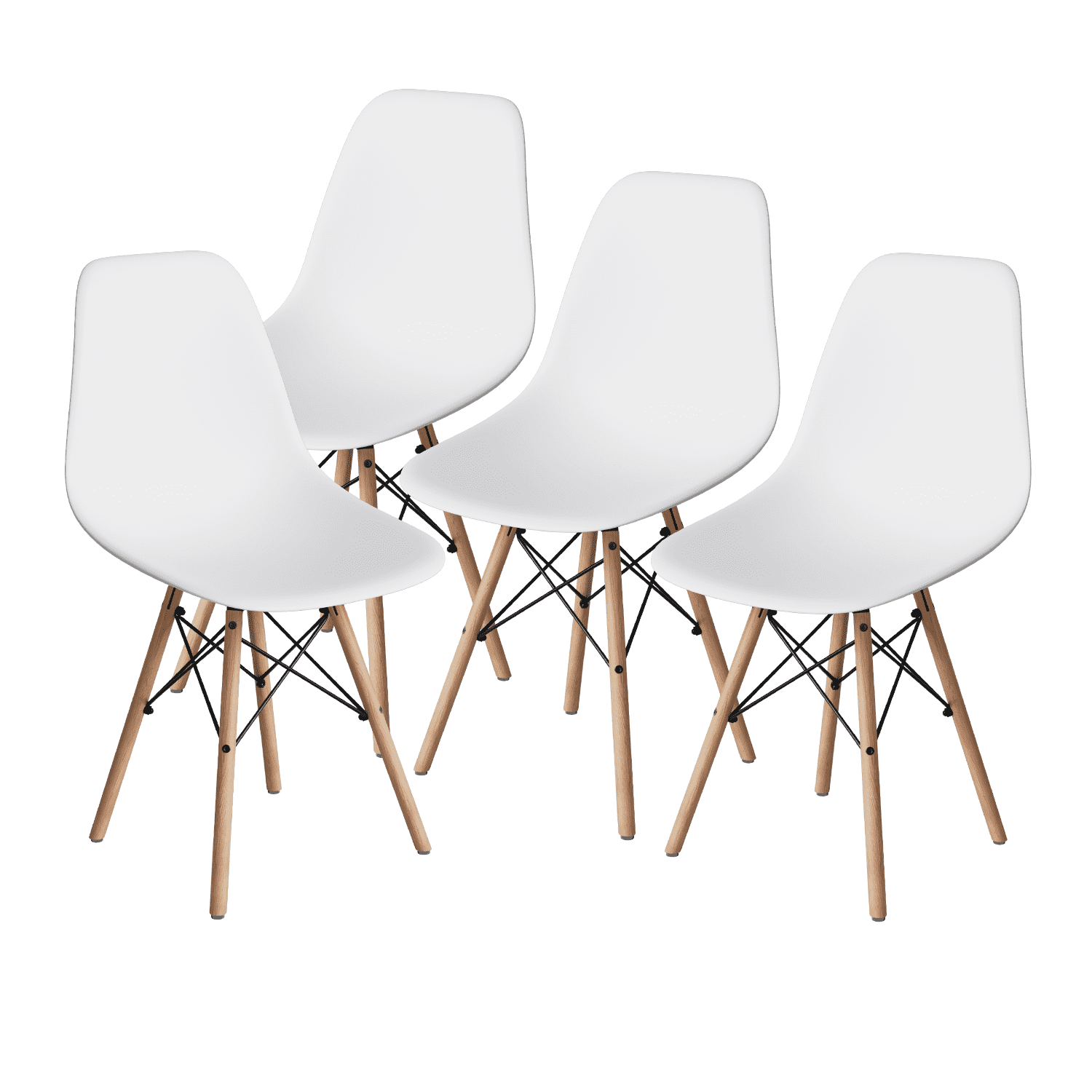 Vineego Pre-Assembled Modern Style Dining Chair Mid Century Modern DSW Chair, Shell Casual Plastic Chair,White