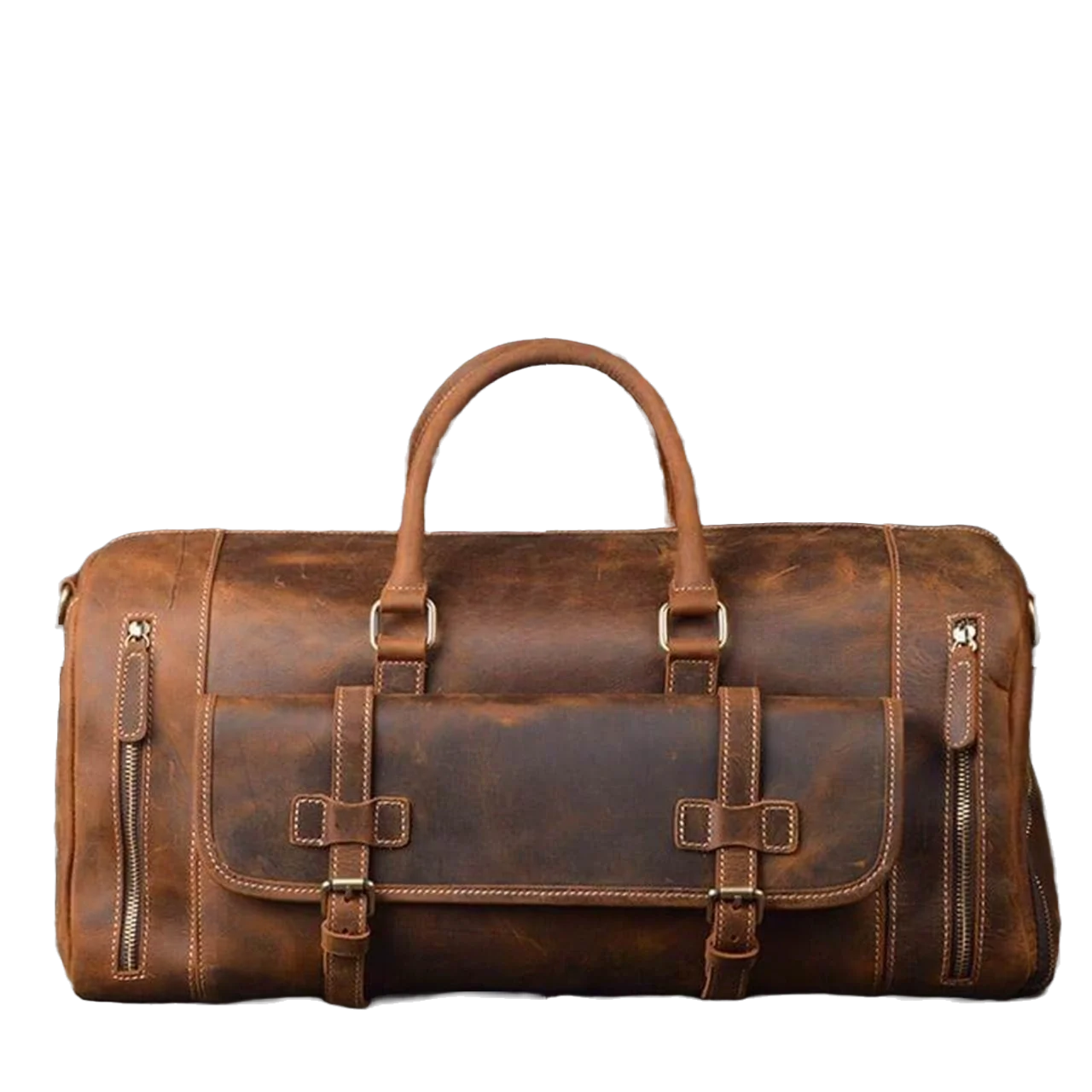 Vintage Crazy Horse Full Grain Leather Travel Duffel luggage Bag, Overnight Weekend Leather Bags for Men's & Women's - 20 Inches