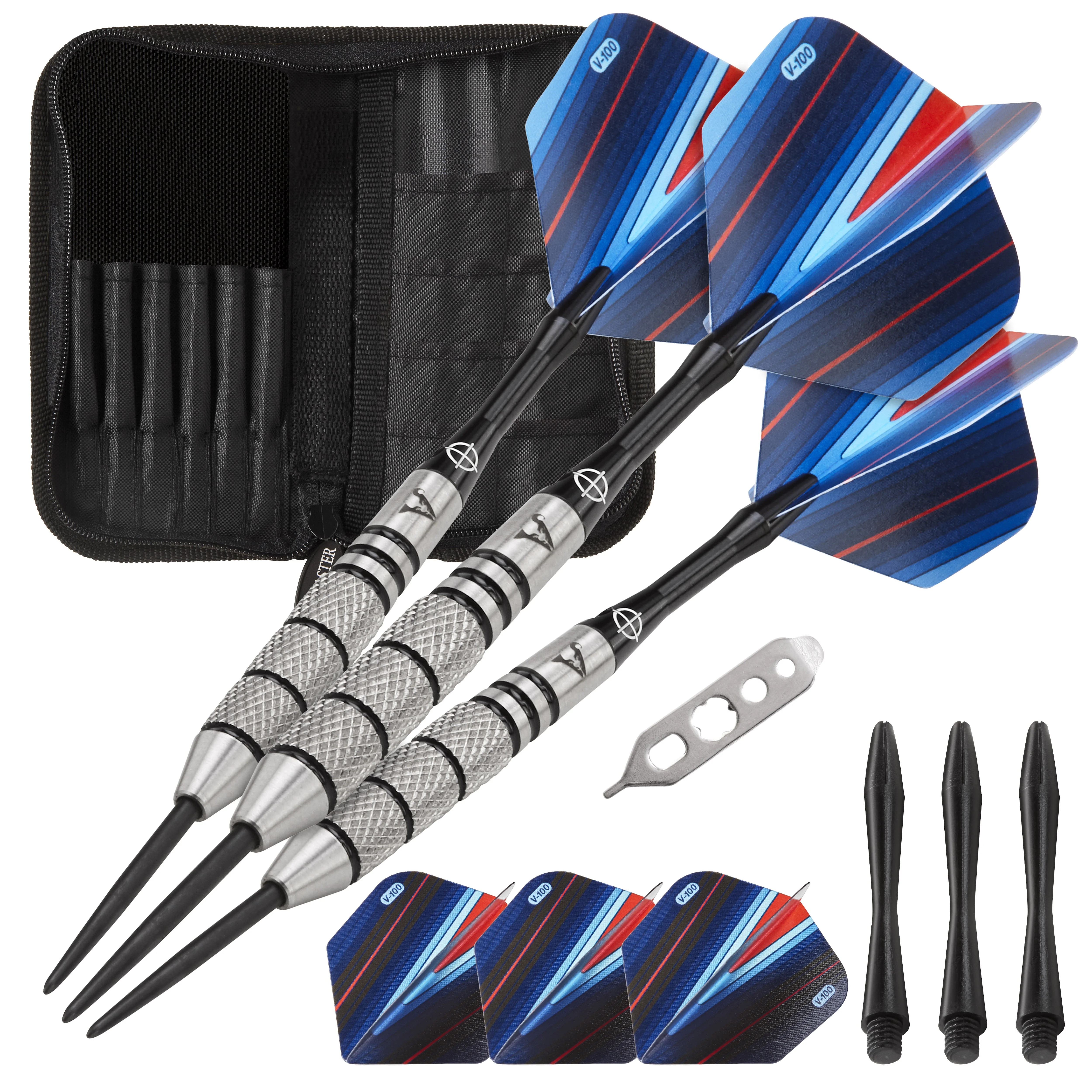 Viper Sidewinder Tungsten Steel Tip Darts 21 Grams and Casemaster Deluxe Black Nylon Dart Case