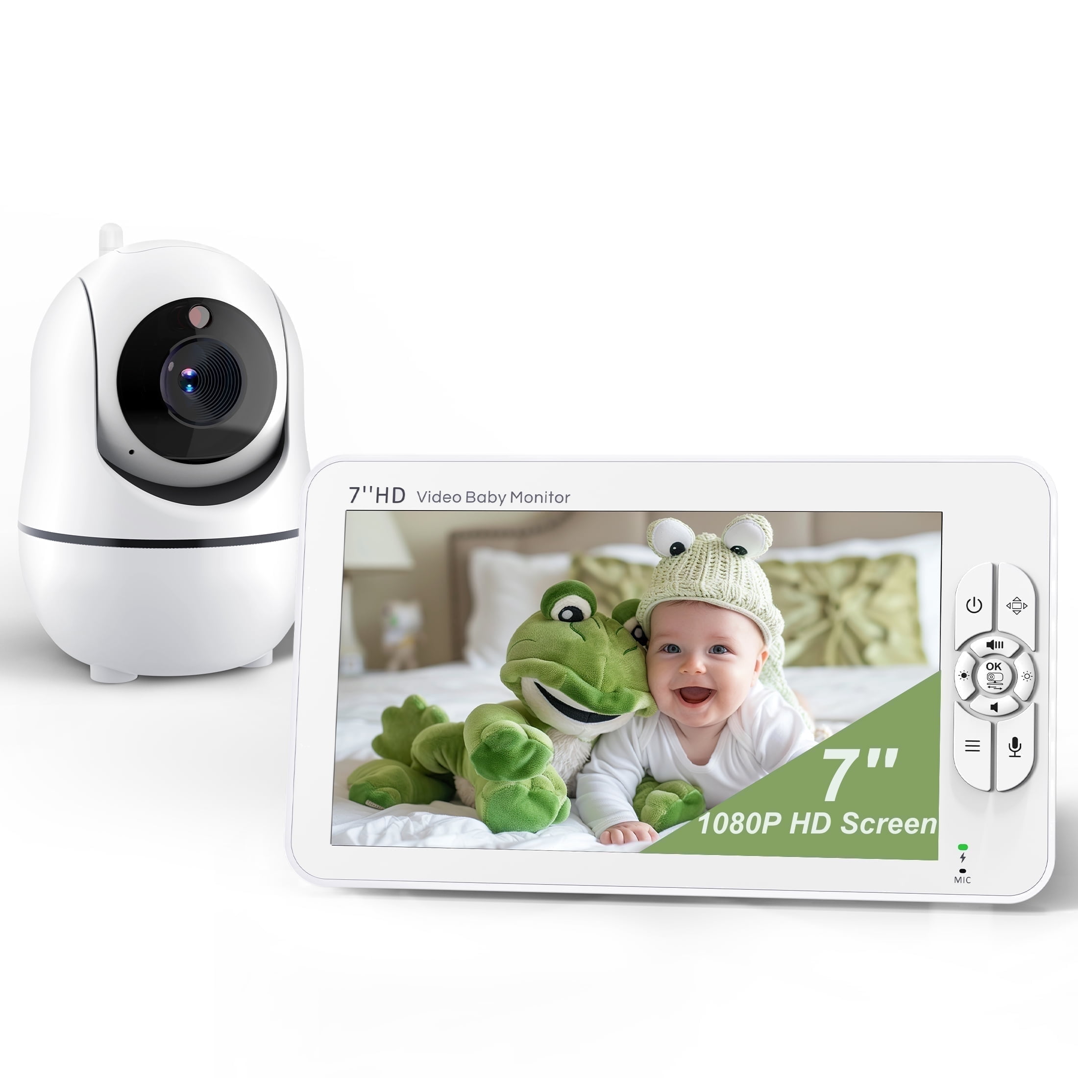 Minikid Baby Monitor with Camera and Audio,7"1080P HD Video Monitor,No Wi-Fi,8 Lullabies,Two-Way Audio,Infrared Night Vision