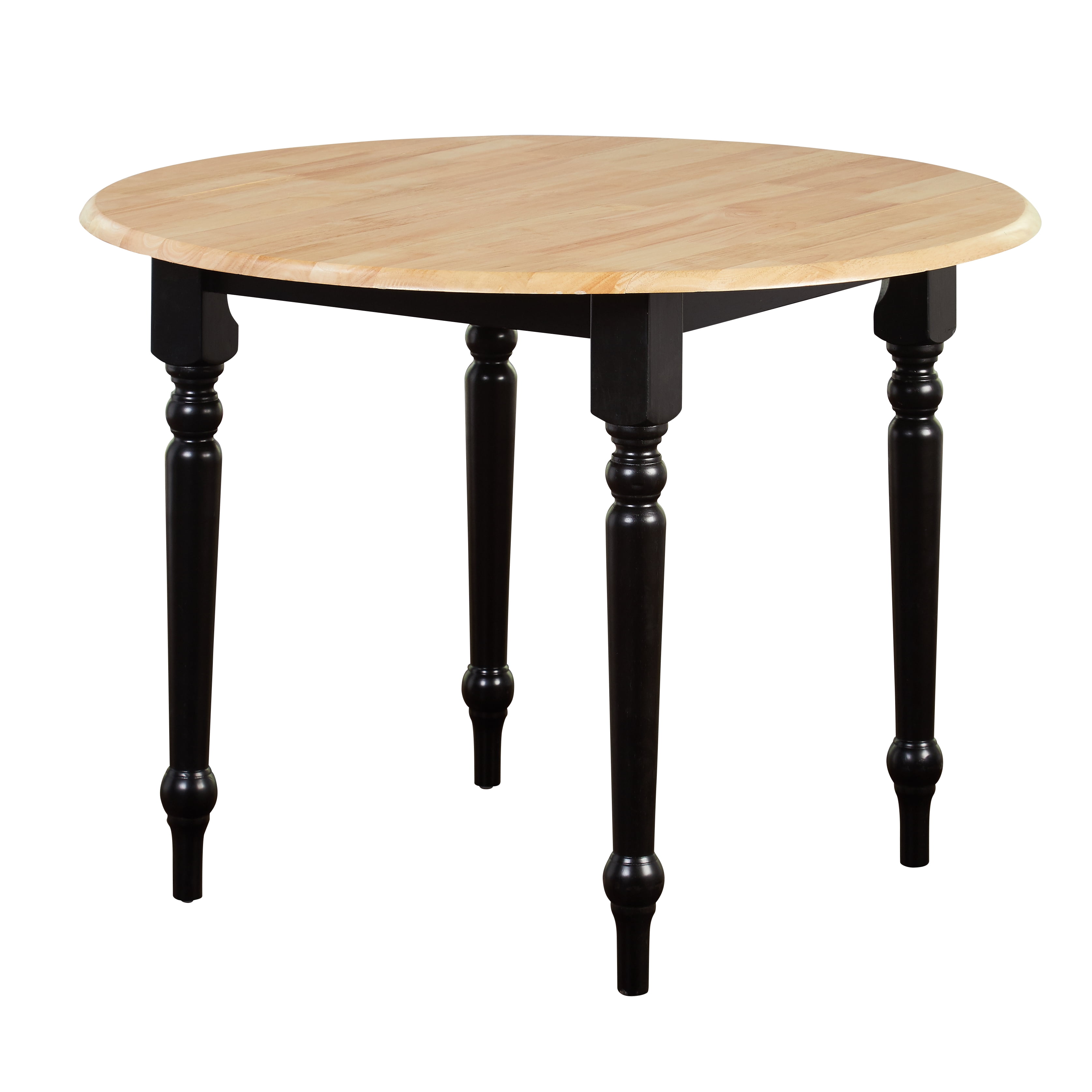 Virginia Round Drop Leaf 5 Piece Dining Set, Black and Natural