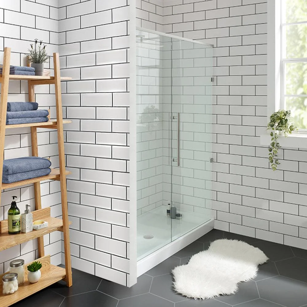 Voltaire 48" x 32" Acrylic White, Single-Threshold, Center Drain, Shower Base
