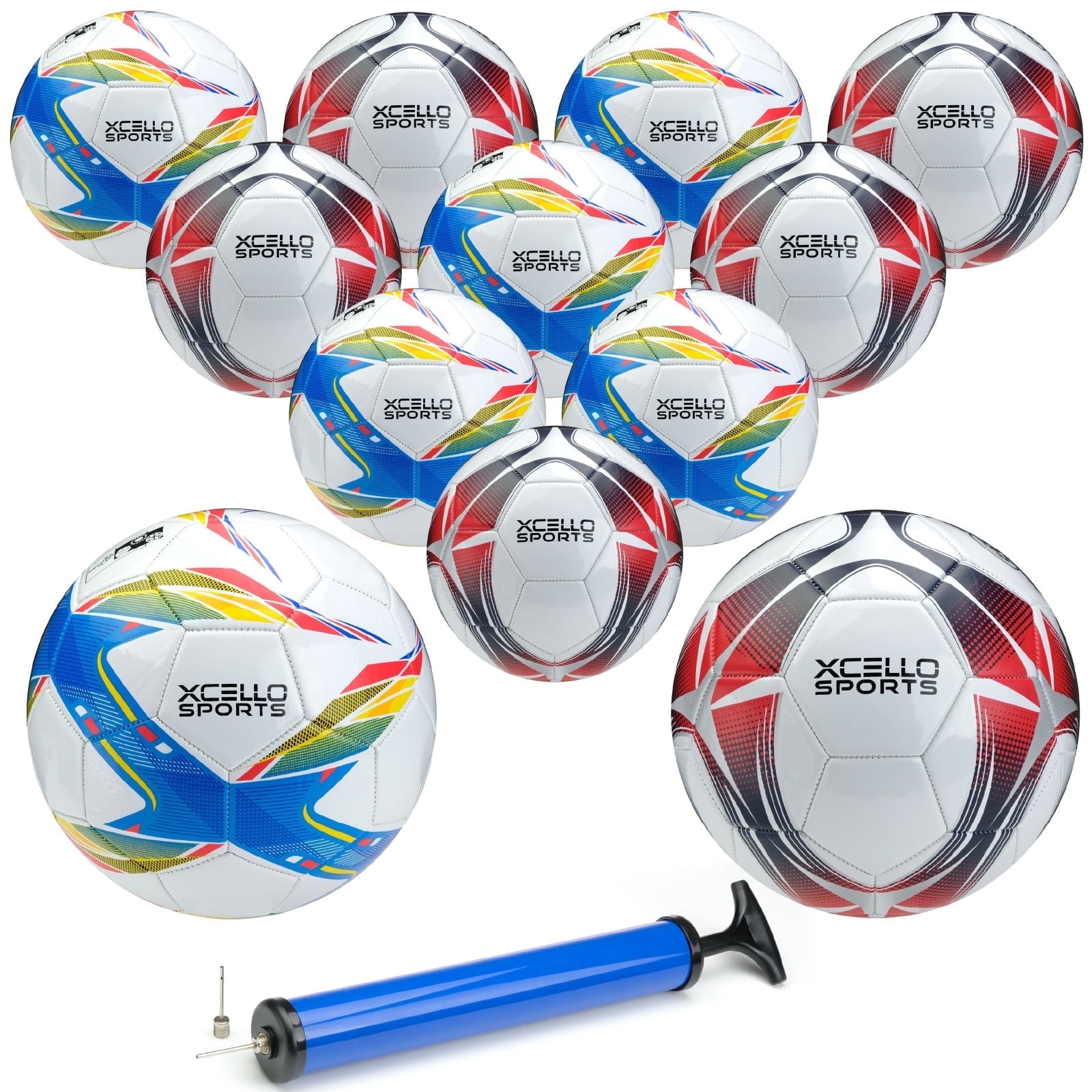 Xcello Sports Soccer Ball Size 3, Soccer Sports Ball with Pump, Ideal for Kids Soccer Ball Players, Multicolor, Size 3, Pack of 12