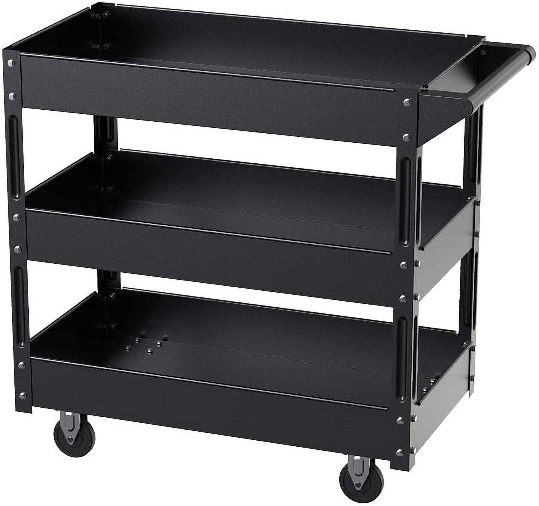 XERATH Steel 3-Shelf Multipurpose Utility/Supply/Service/Tool Cart Great for Garage, Warehouse, Cleaning, Office & Workplace [Assembled Size: 30 (L) x 16 (W) x 30.5 (H) inch]