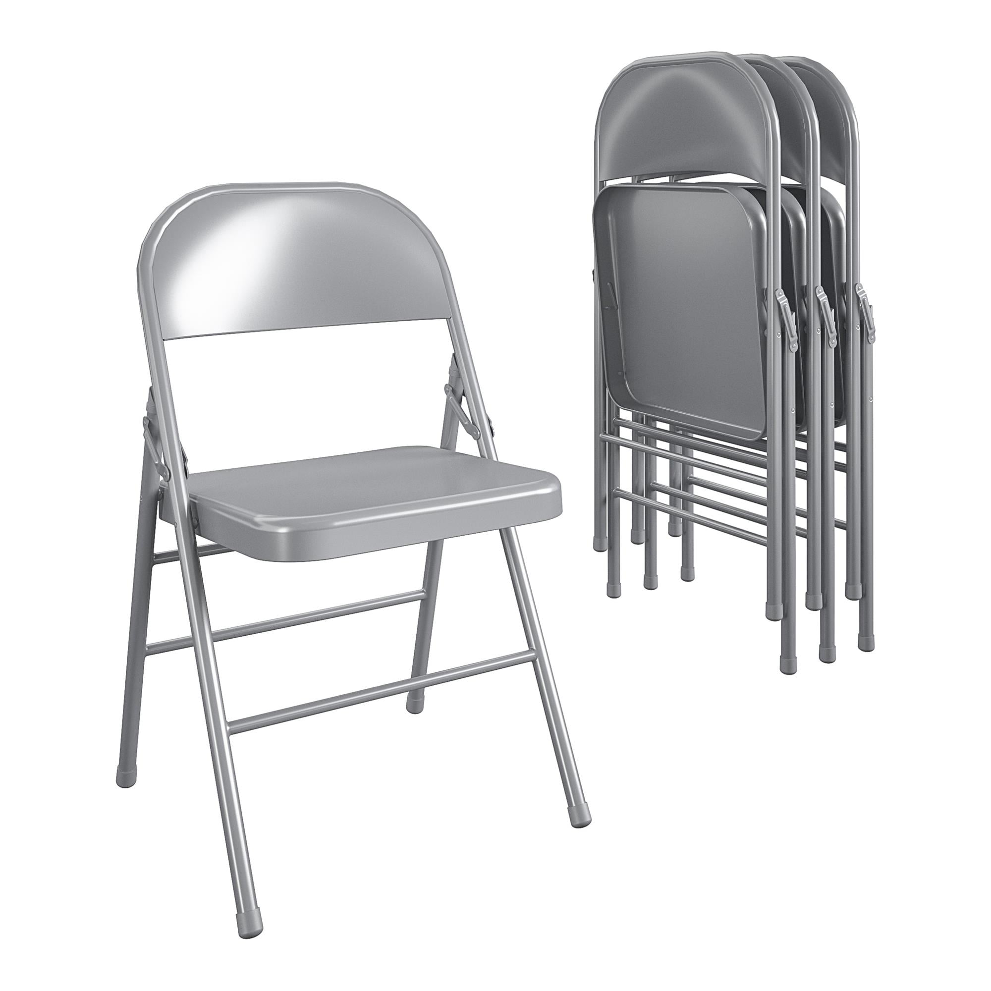 XL All-Steel Commercial Folding Chair, 300 lb. Weight Rating, Triple Brace, Gray, 4-Pack