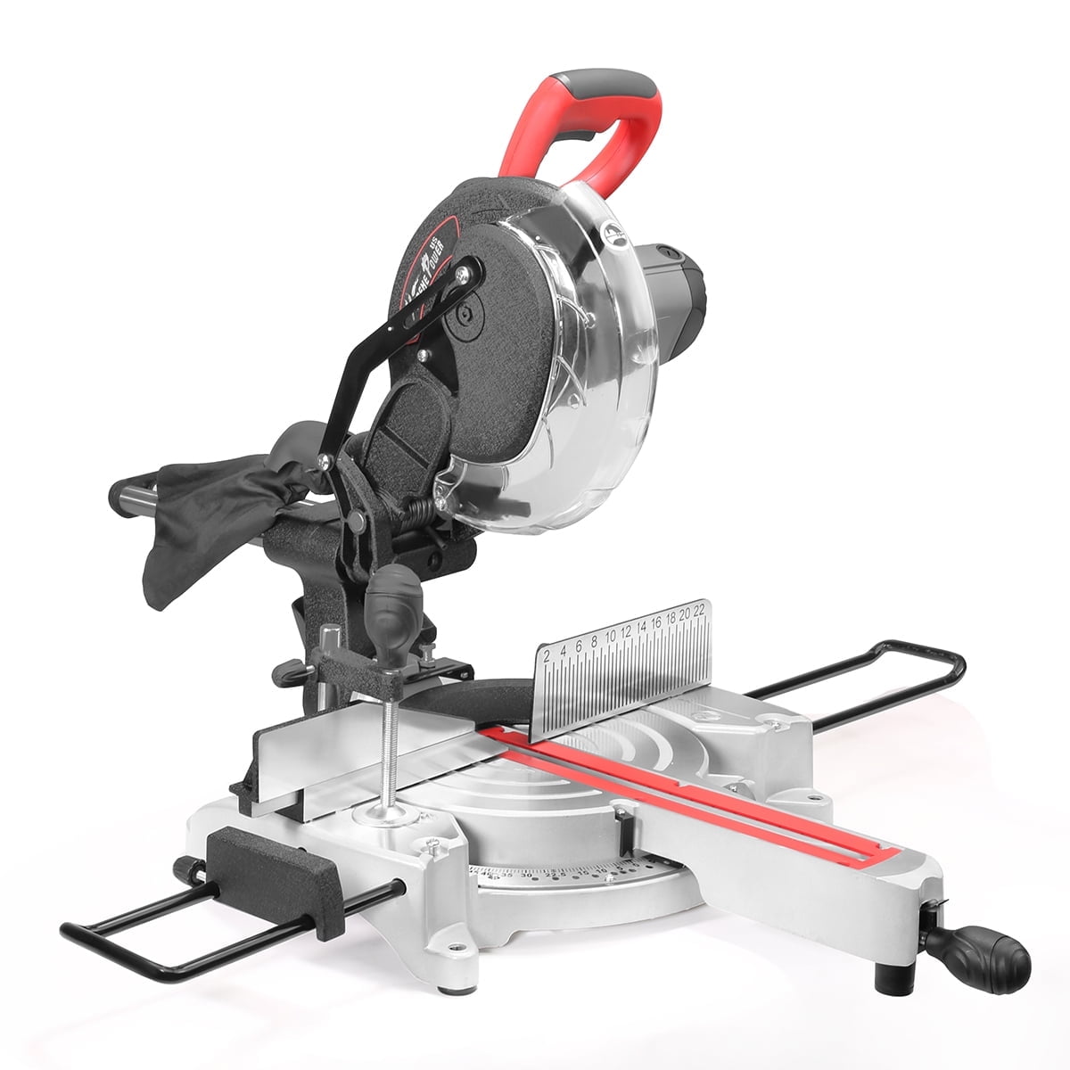 XtremepowerUS 10" Compound Miter Saw, 15 Amp Power Saw With Large 10-Inch Table, Precision Miter Angles, Single Bevel 0-45°