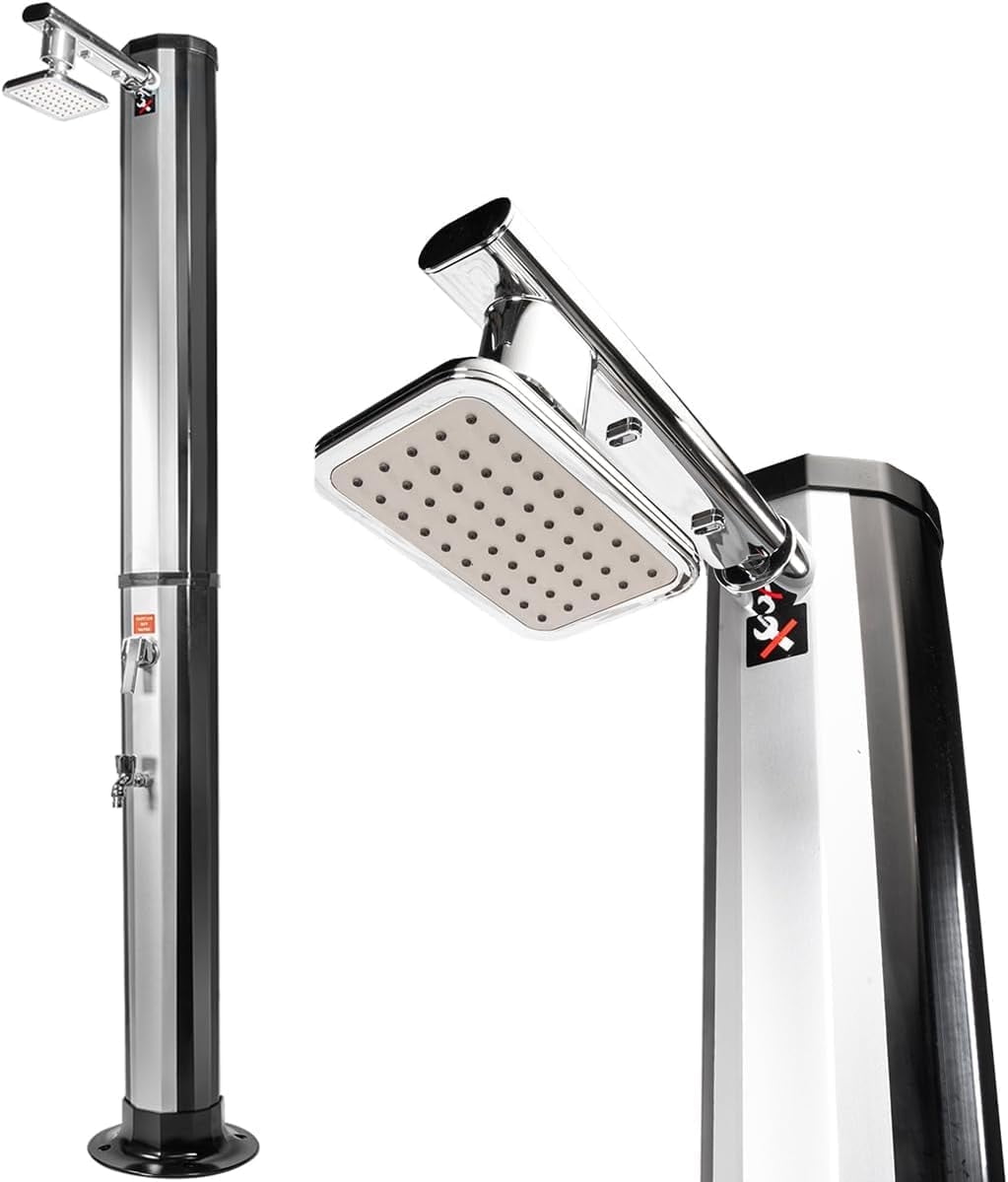 XtremepowerUS 10 Gallon Solar Heated Outdoor Shower, Freestanding Sunshower With 360° Showerhead