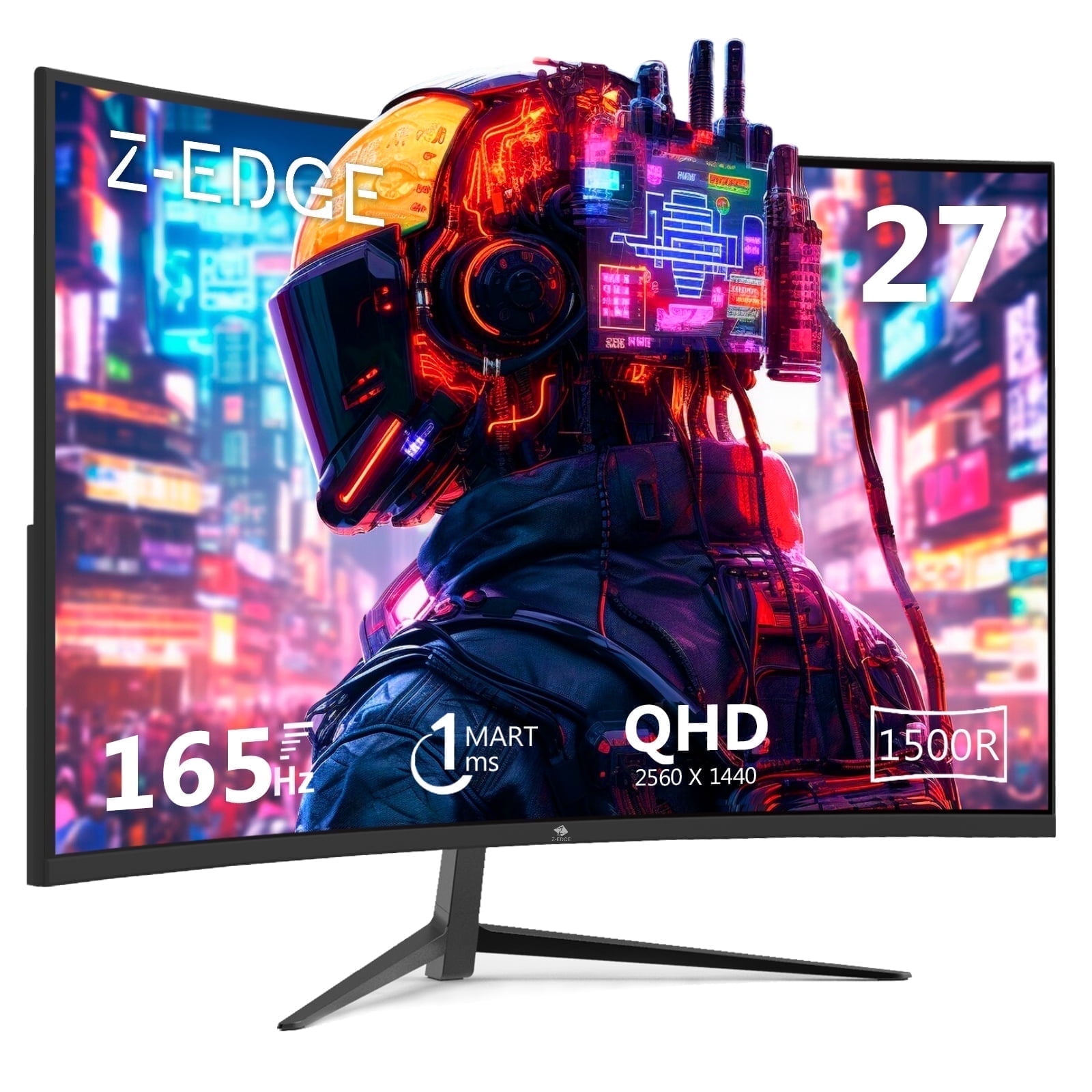 Z-EDGE UG27Q 27-Inch Curved Gaming Monitor 165Hz(DP) 144Hz(HDMI) 1ms 2K Resolution Frameless LED Monitor HDMI