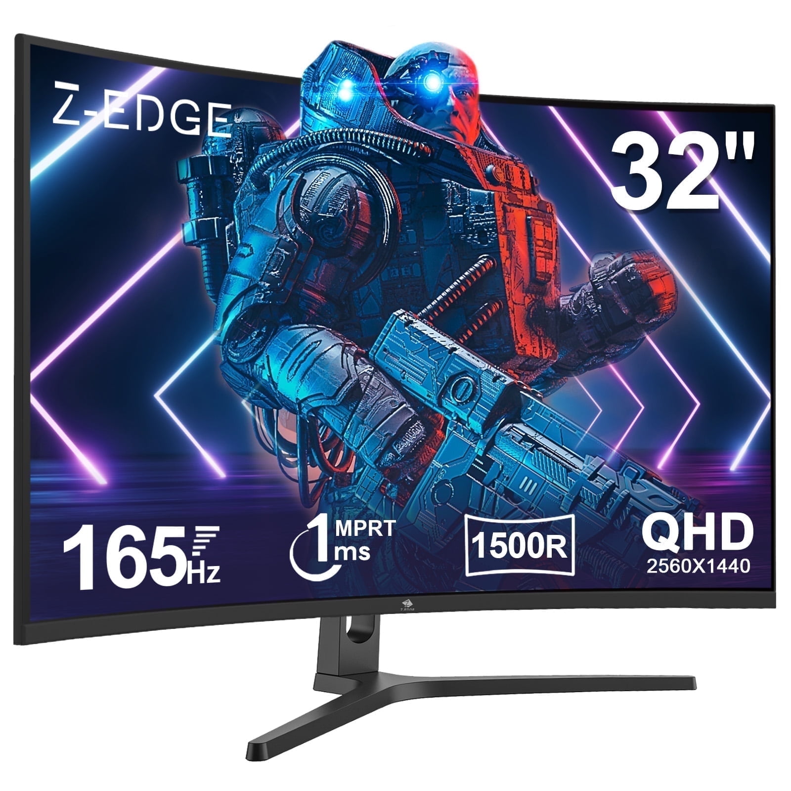 Z-EDGE 32-Inch Curved Gaming Monitor 2K QHD 165Hz 1ms 2560x1440, 16:9 LED Monitor Frameless, HDMI DP Port