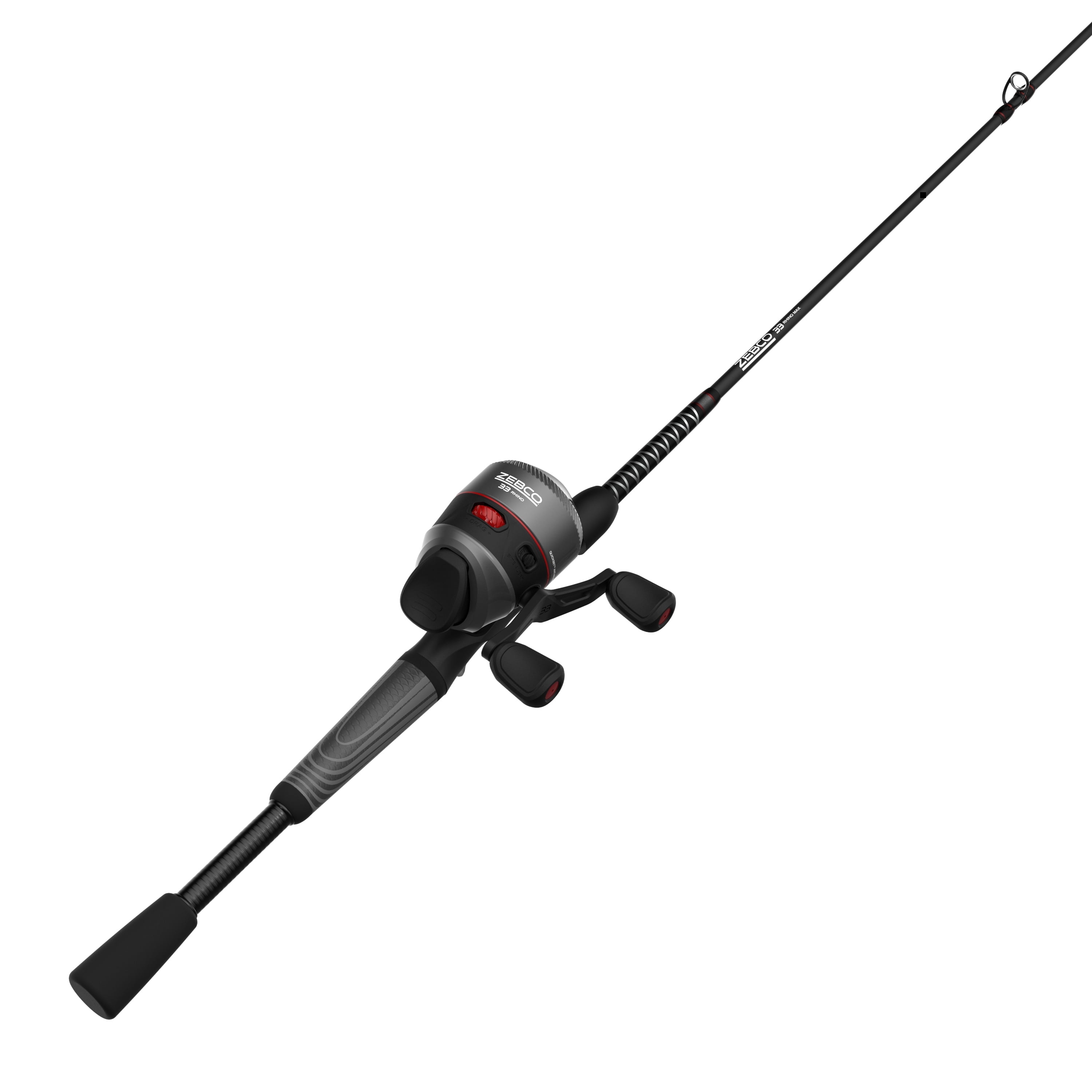 Zebco 33 Rhino Spincast Reel and Fishing Rod Combo, 6-Foot Rod, Size 30 Reel, Gray/Black
