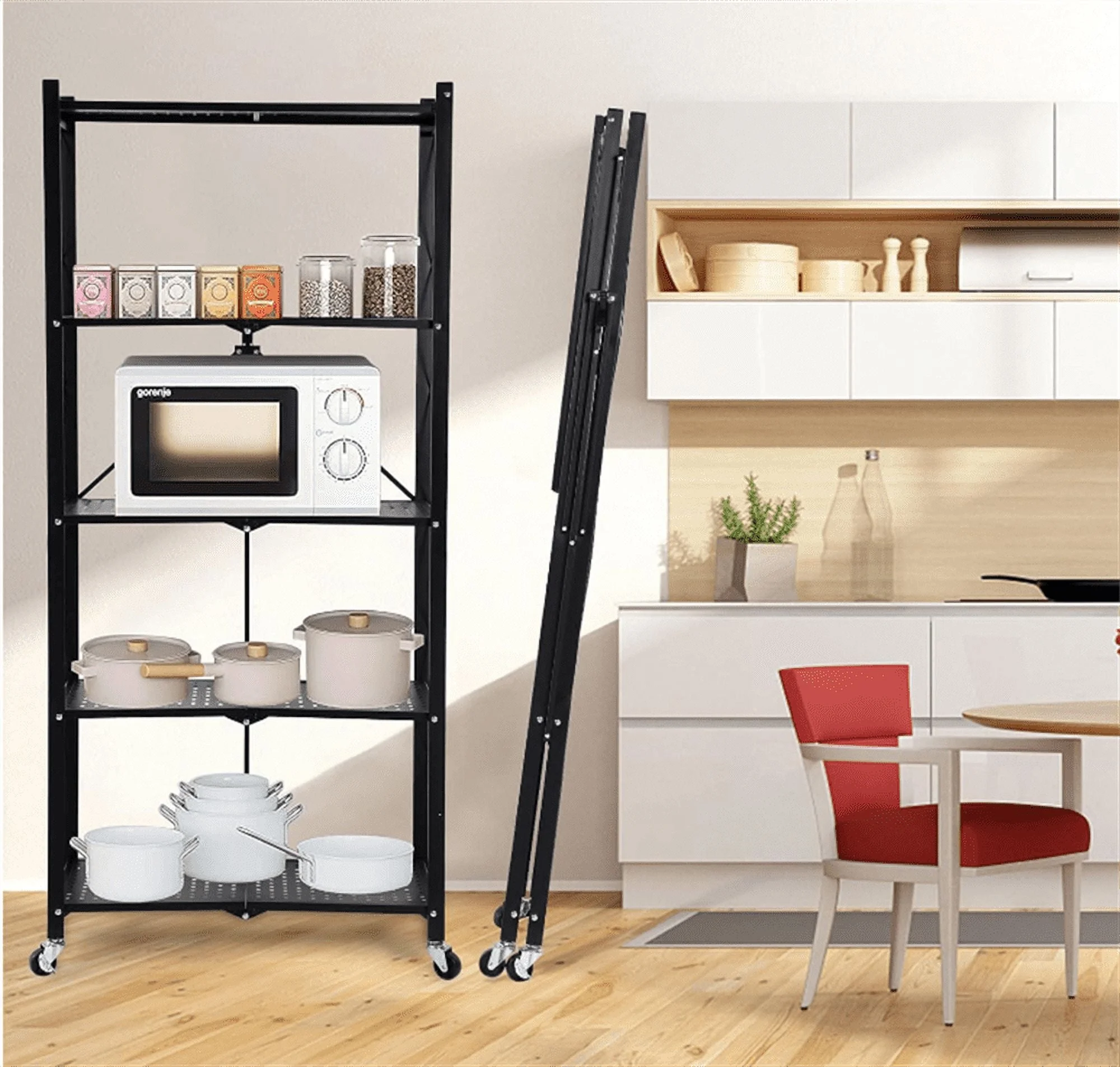 ZOUYUE Foldable Heavy-Duty 5-Tier Storage Shelf Unit, Black