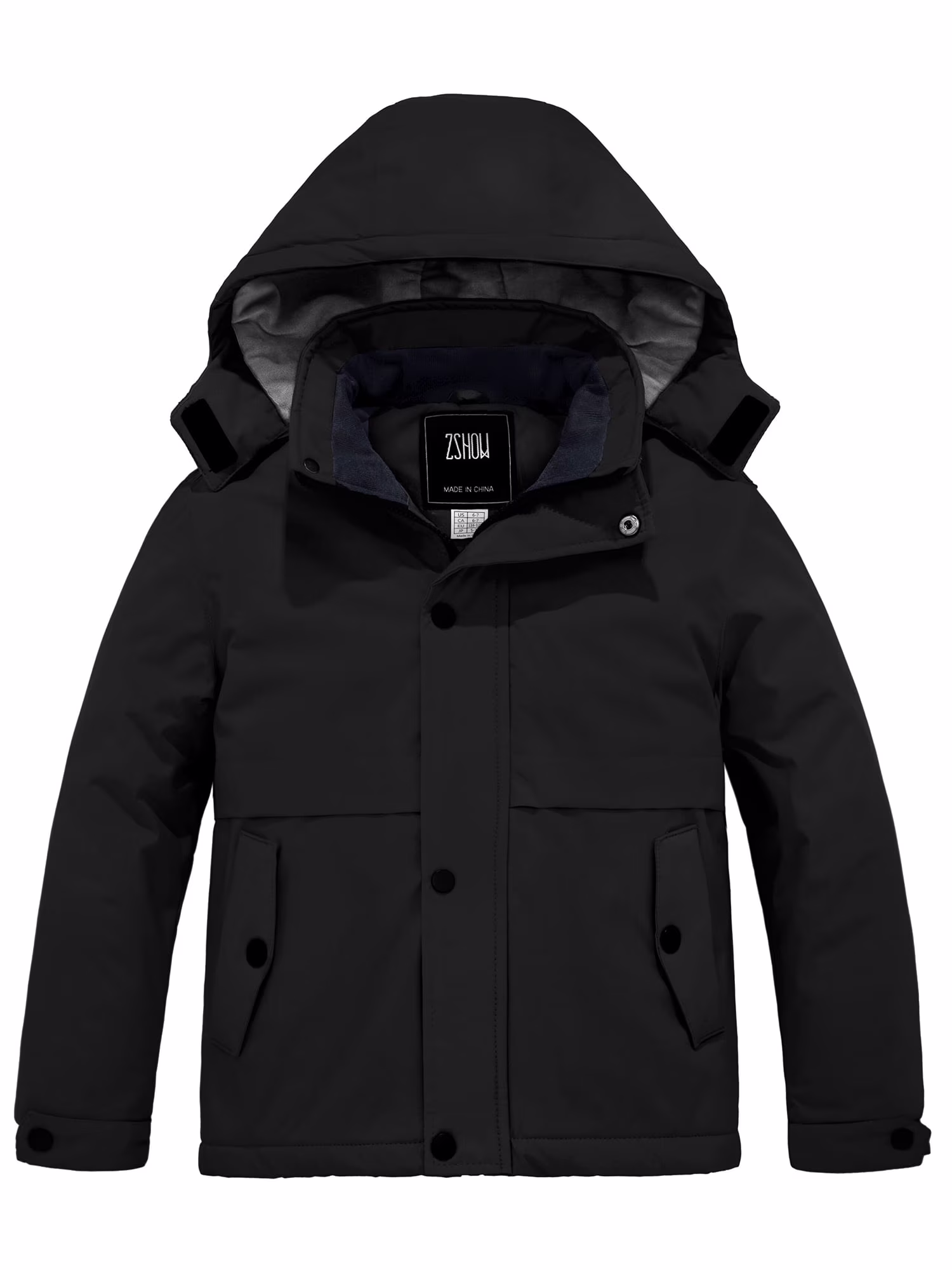 ZSHOW Boy's Snow Jacket Waterproof Ski Coat Insulated Winter Coats with Hood Black 14/16