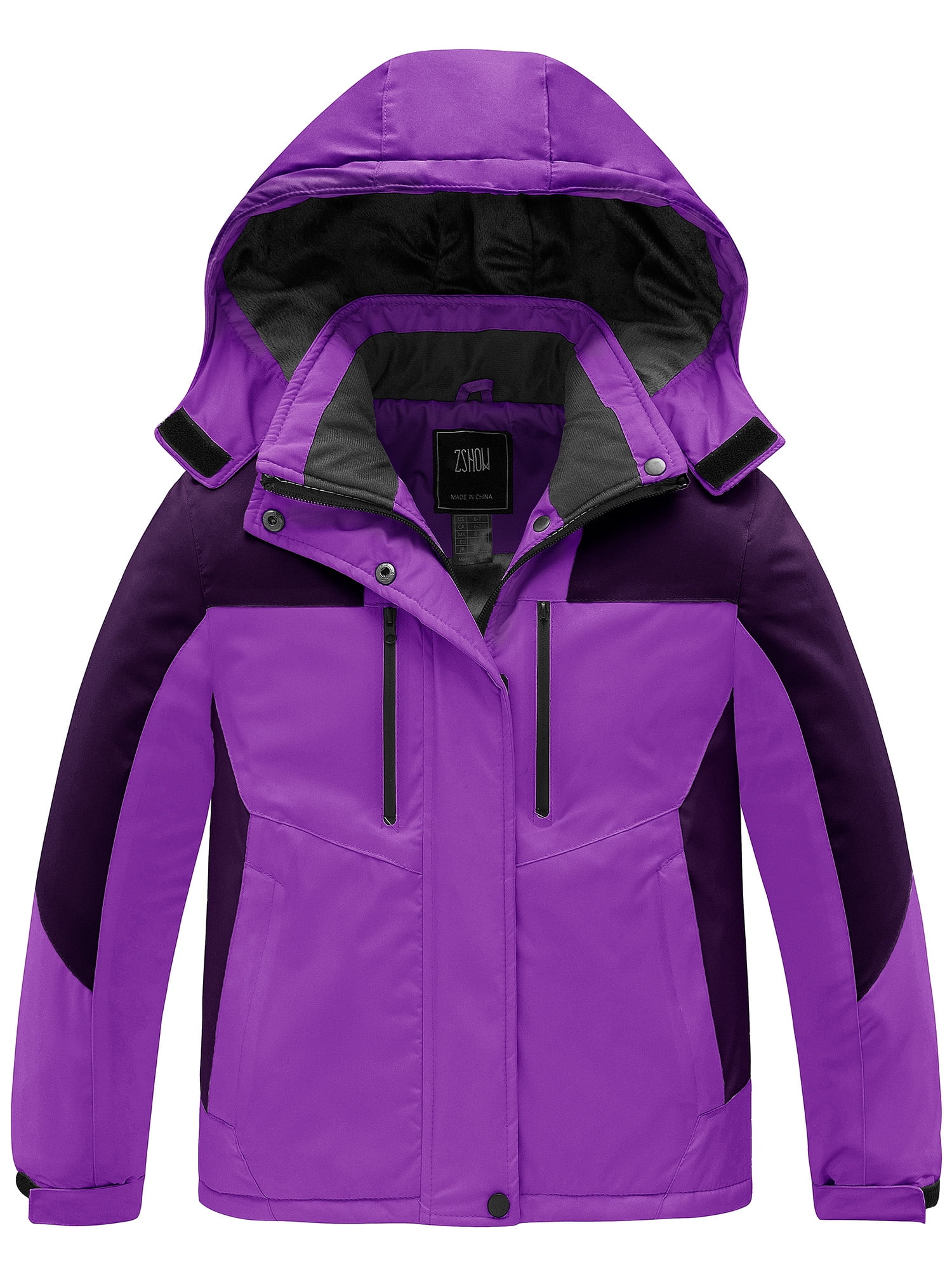 ZSHOW Girl's Ski Jacket Warm Winter Jacket Hooded Snowboard Coat Purple 10/12