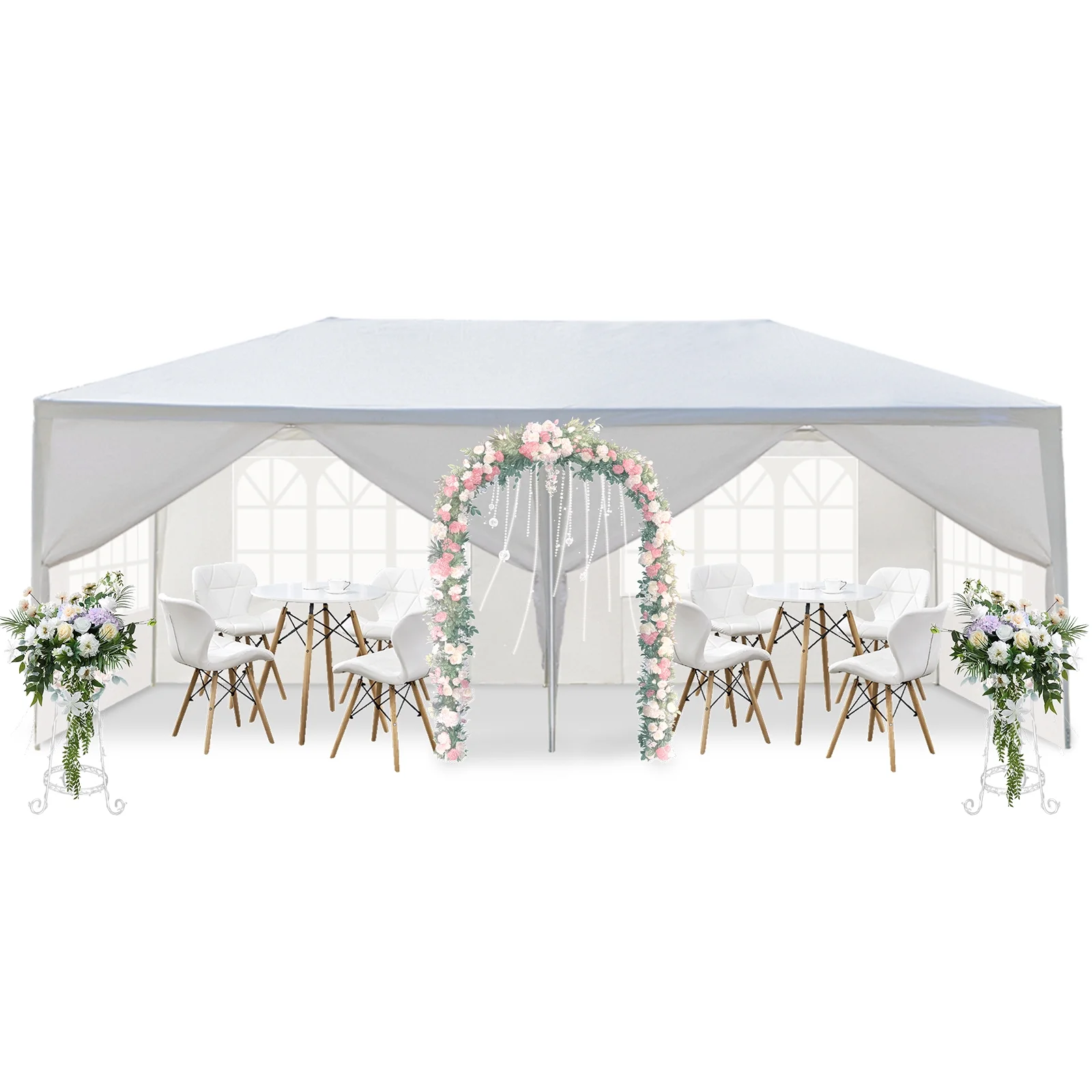 Zimtown 10'x20' Wedding Party Canopy Tent 6 Removable Sidewalls with Windows