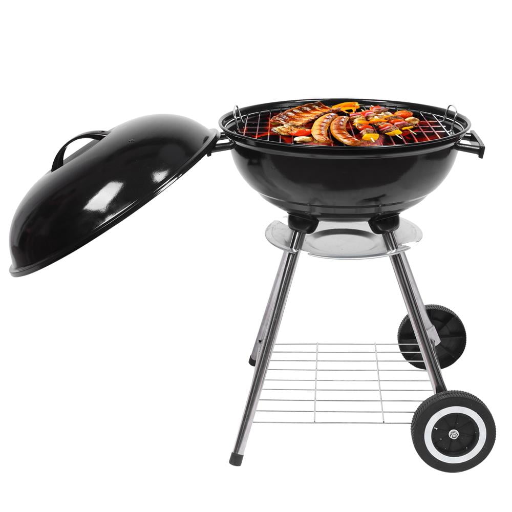 Zimtown 18" Portable Charcoal BBQ Grill Outdoor Camping Backyard with Side Wheels Black