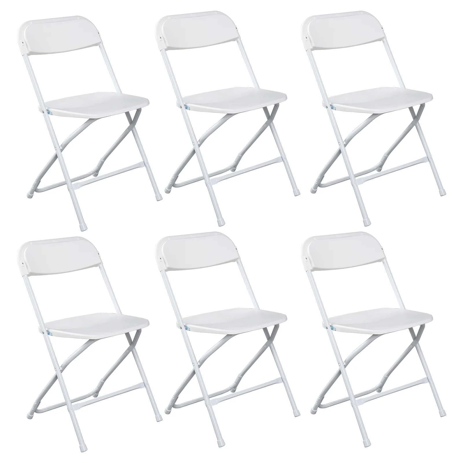 Zimtown 6-Pack Folding Chairs White Stackable Wedding Party Event Chair With Plastic Seat and Back
