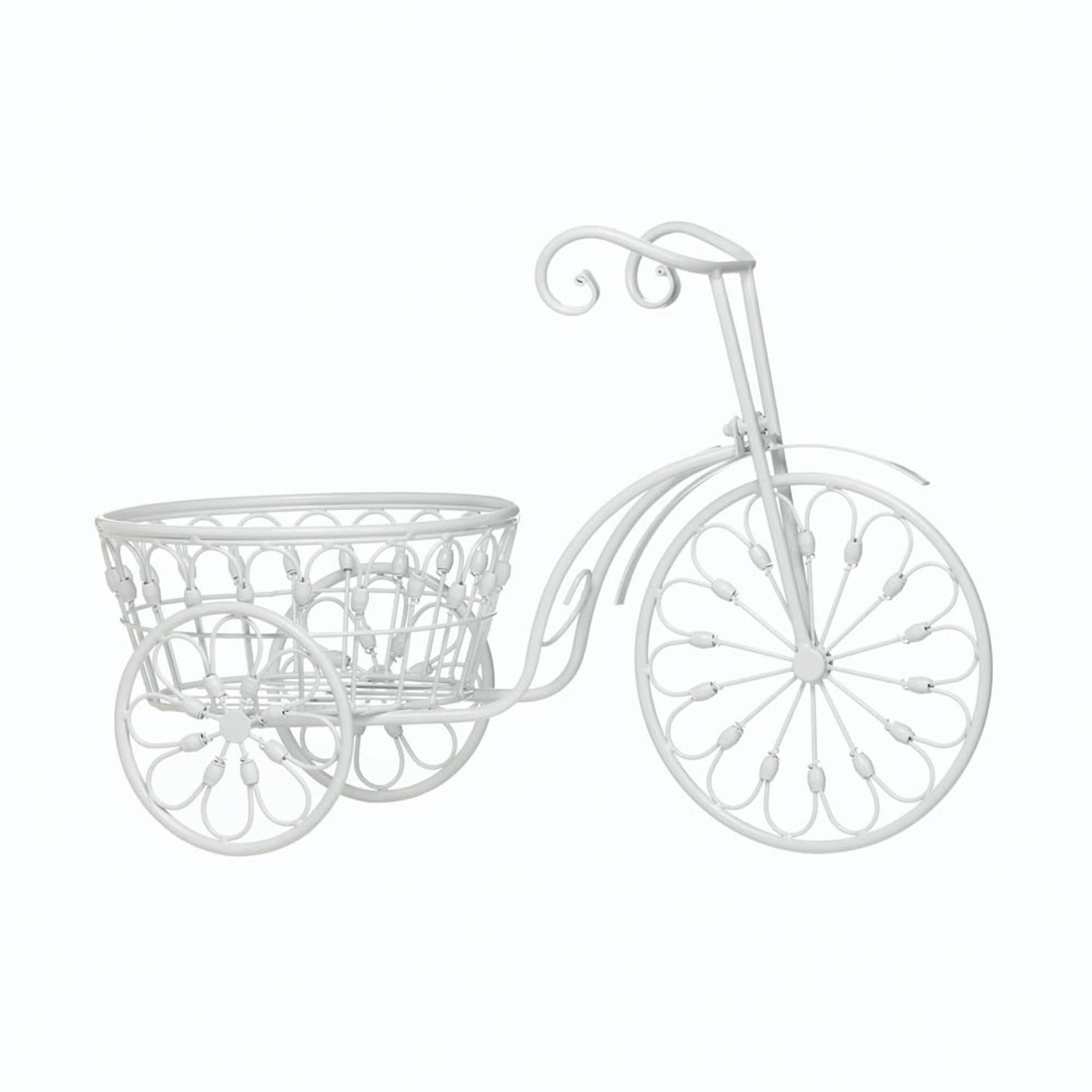 Zingz & Thingz White Metal Bicycle Planter in White