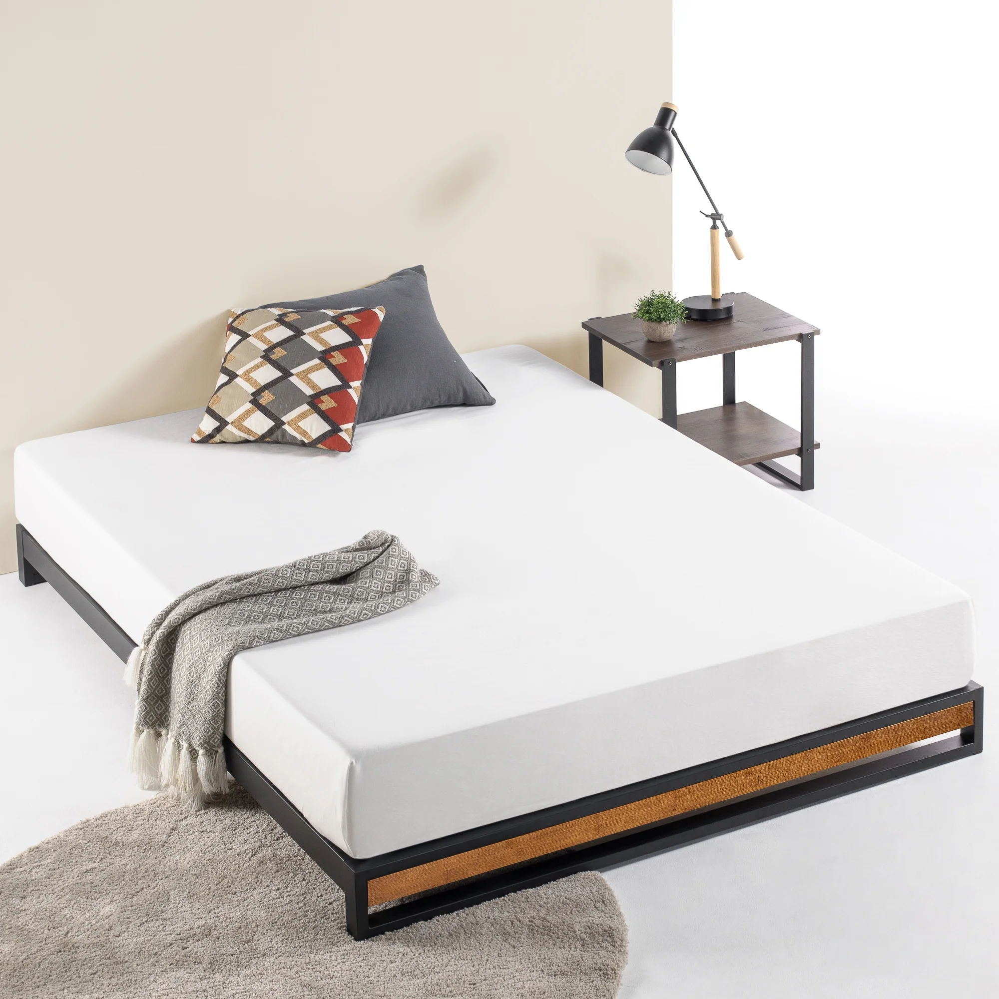 Zinus Good Design Winner Suzanne 6" Bamboo and Metal Platform Bed - Chestnut Brown, Queen