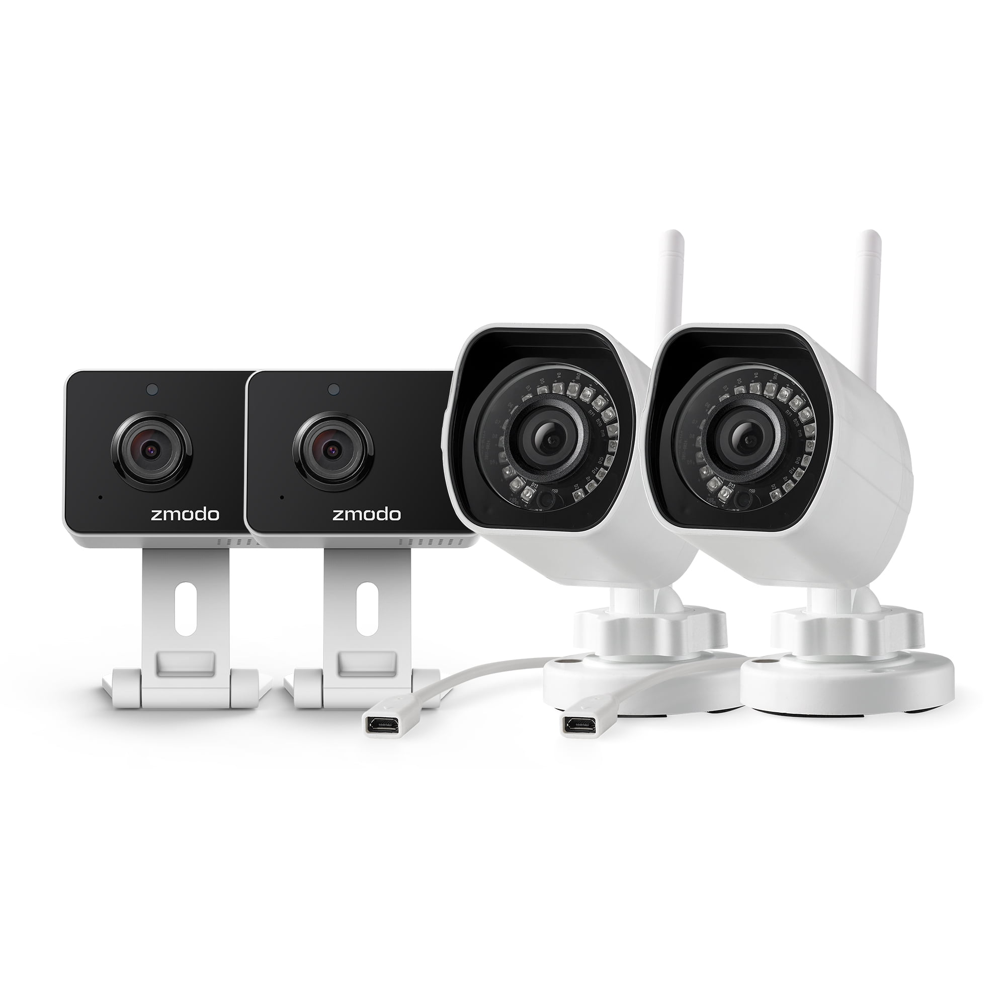 Zmodo WiFi Indoor & Outdoor Camera Bundle 4 Pack, 1080p HD, Motion Detection, 2-Way Talk, Night Vision, Remote View
