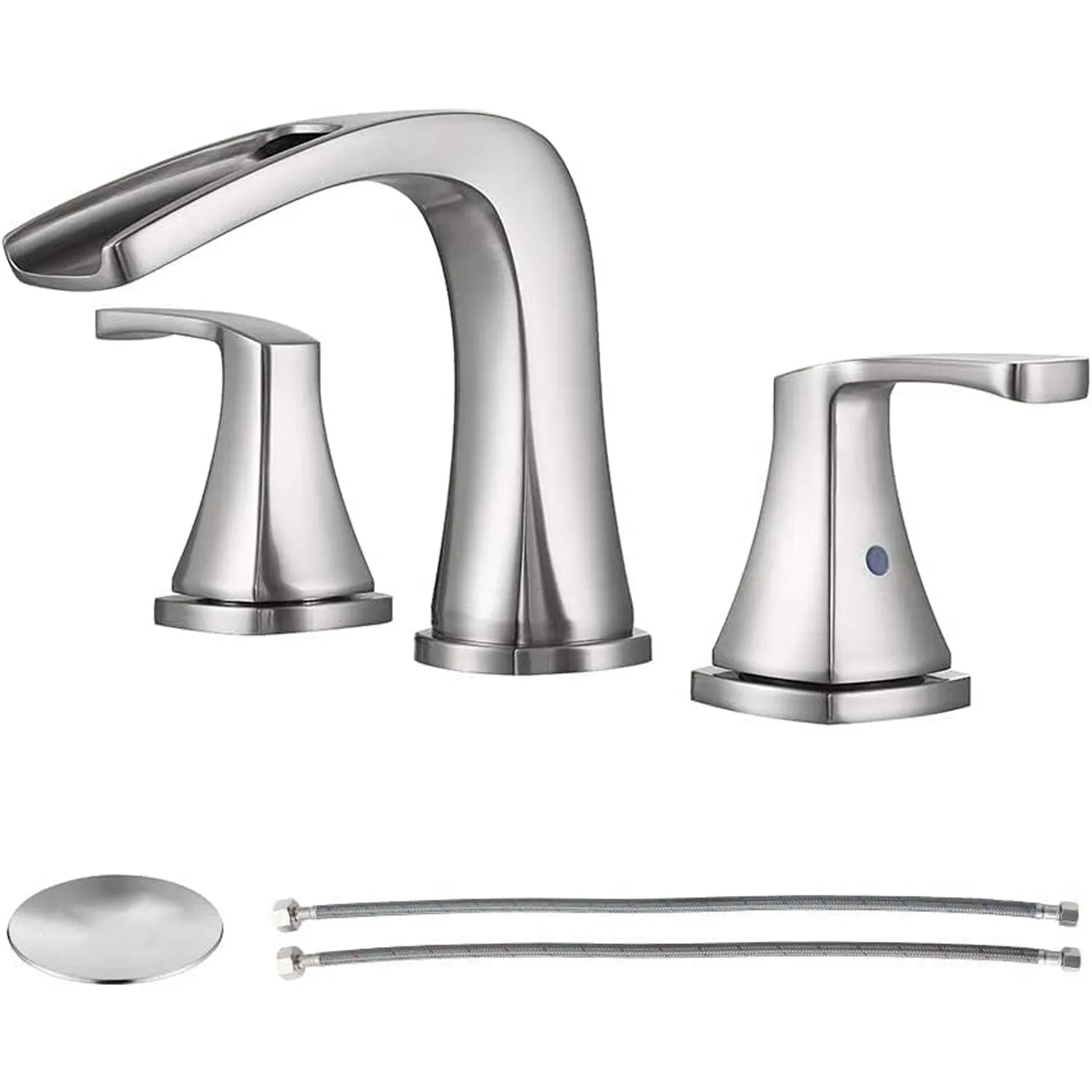 Zovajonia 8 Widespread Waterfall Bathroom Sink Faucet 3 hole Vanity Mixer Brushed Nickel