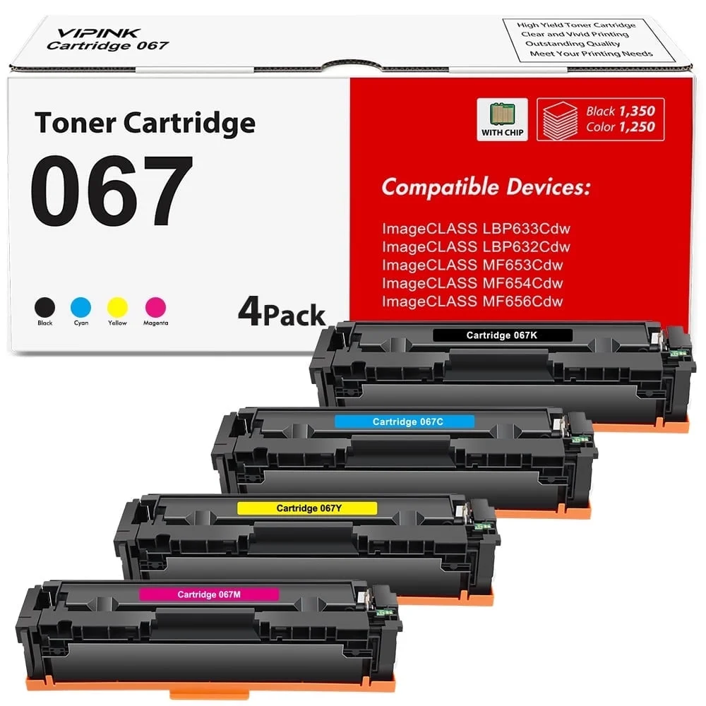 067 067H Toner Cartridge 4-Pack Compatible for Canon 067 067H for Canon imageCLASS MF656Cdw LBP632Cdw MF653Cdw LBP633Cdw MF654Cdw MF650 LBP630 Series Printer High Yield CRG-067 CRG067 Ink