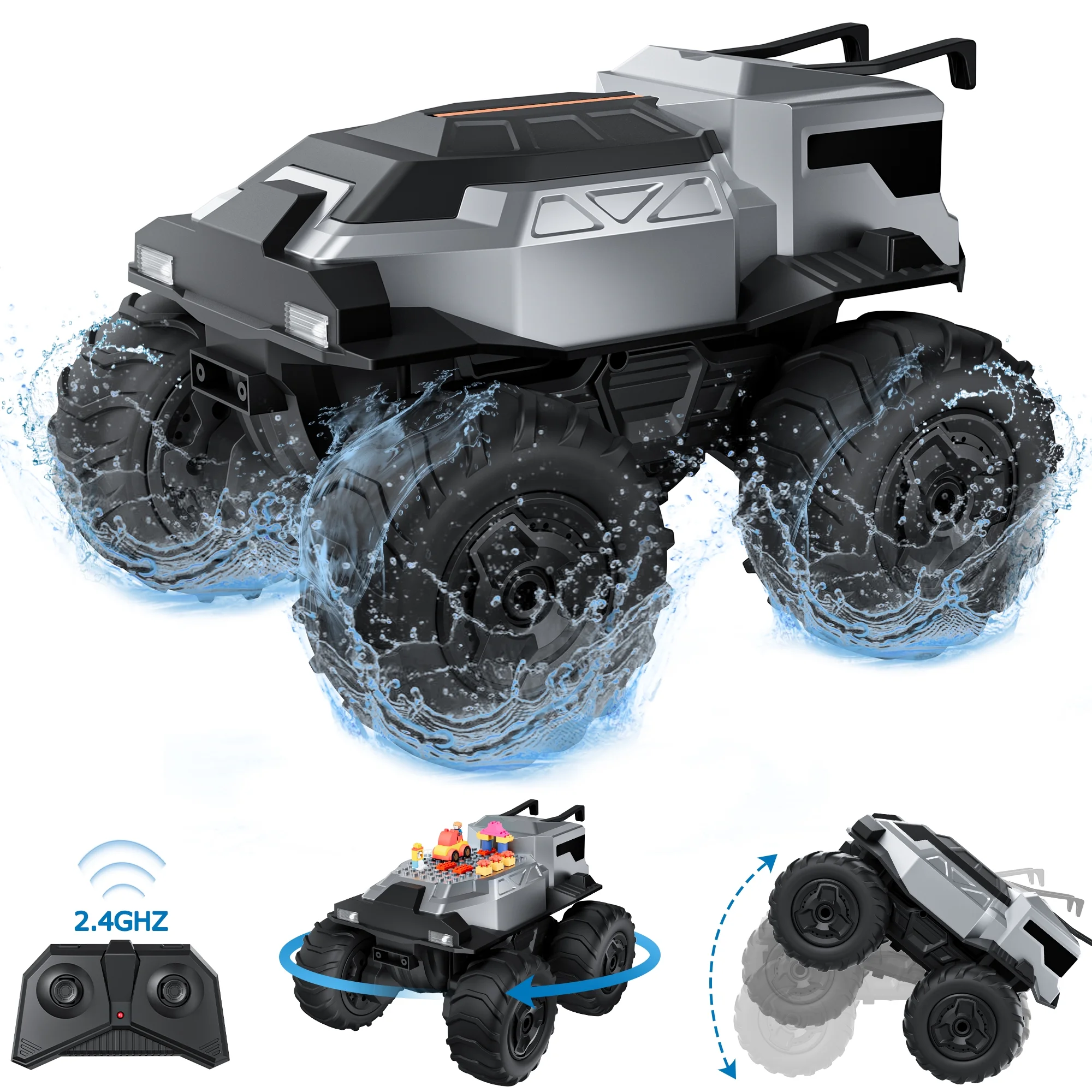 AUOSHI 1:16 Amphibious Remote Control Car Off-Road Pick-up Truck, 4WD Waterproof RC Cars Hobby 2.4GHz RC Trucks Toys for All Terrain, Vehicles Kids Gifts for Boys/Girls Age 6 7 8 9 10-12+