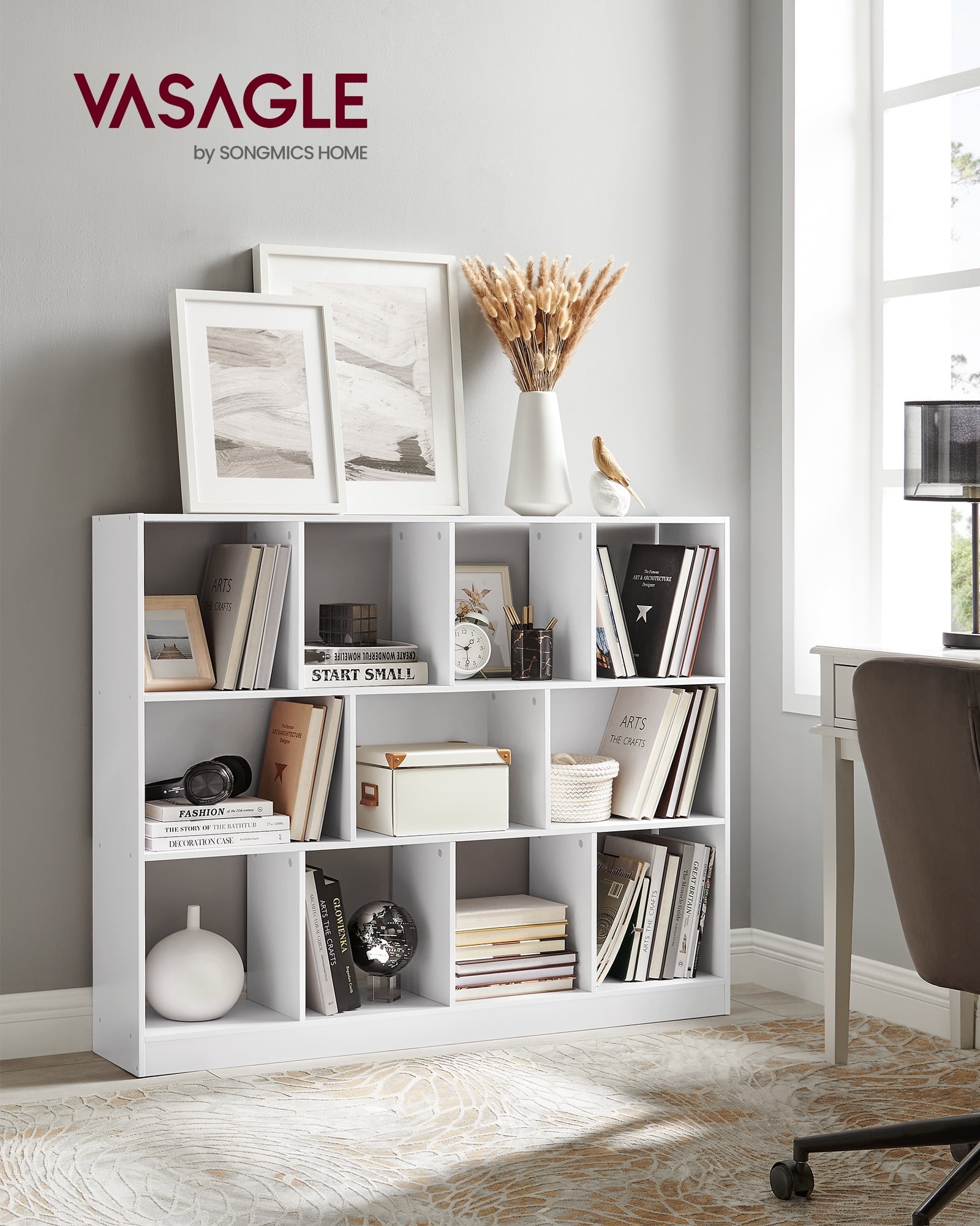 11-Cube Storage Organizer Bookcase Book Shelf Storage Cabinet for Study Bedroom Living Room White