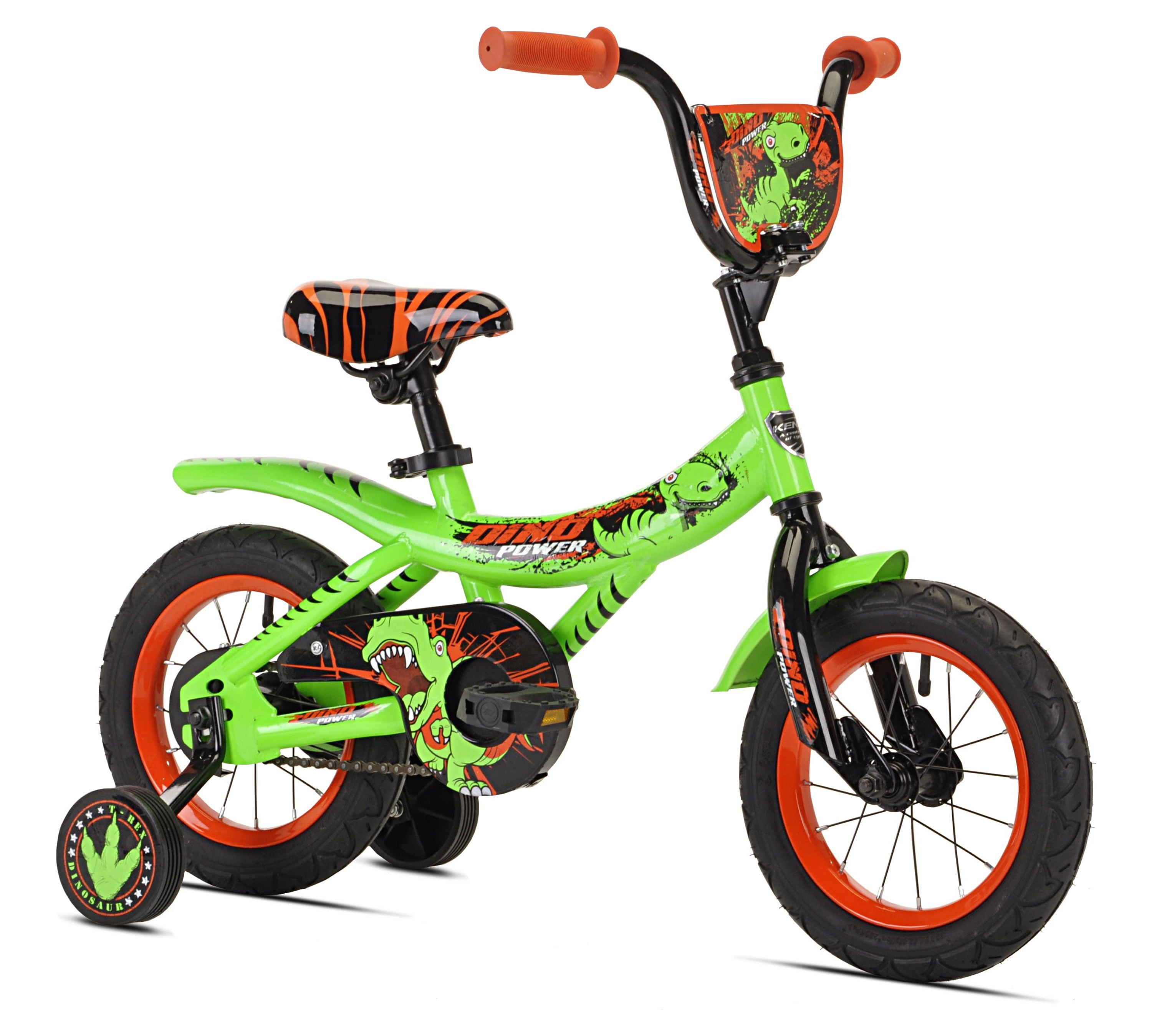 12" Kent Dino Power Training Wheel Bicycle, Fits Rider 2' - 3'2", Green, Toddler/Child, Unisex
