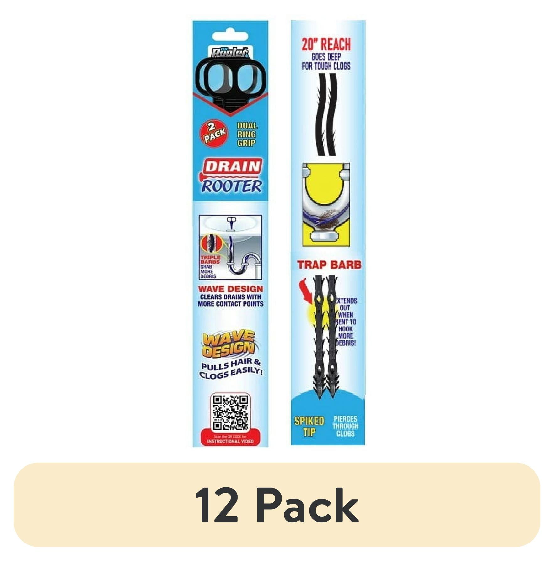 (12 pack) Dr. Rooter 20" Drain Snake with 46 Trap Spikes, Non-Toxic & Reusable, 2 Pack