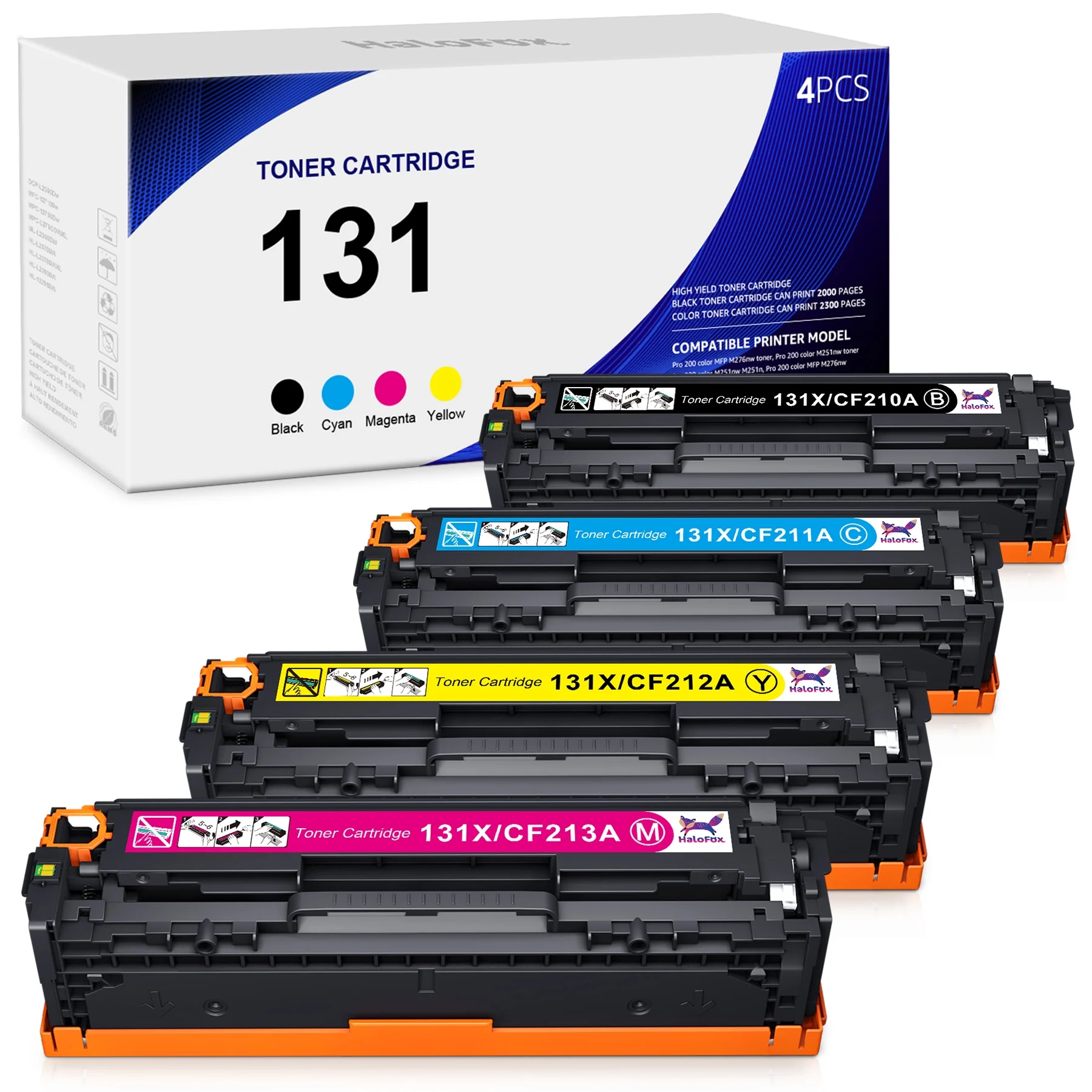 131A CF210A 131X CF210X Toner Cartridges Compatible for HP Pro 200 Color M251nw MFP M276nw M251n M276n M276 M251 Printer (4 Pack)