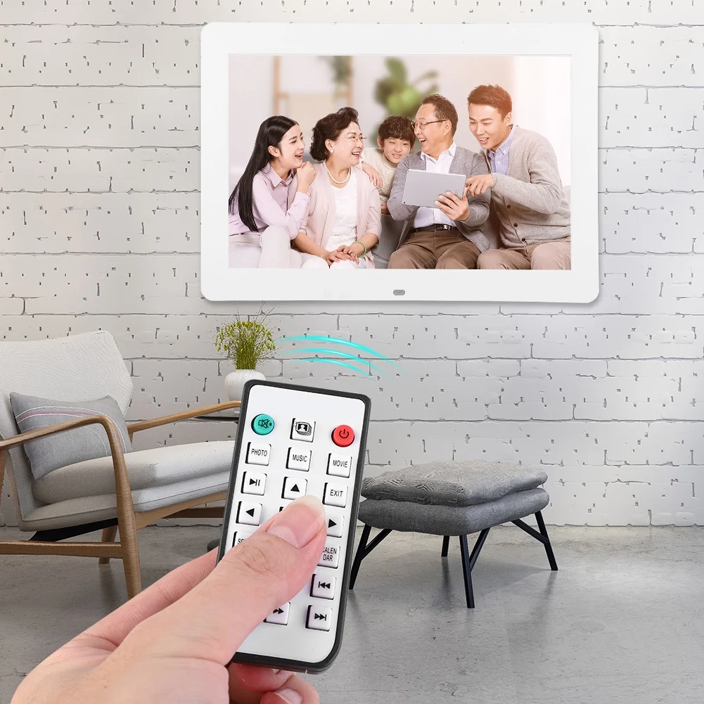 14 Inch HD 1080P Digital Photo Frame LED Electronic Album With Remote Controller (white US)