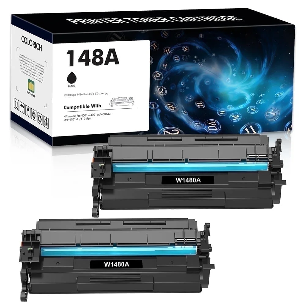 148A 148X Toner Cartridge with Chip Compatible for HP 148A for HP 148X W1480A W1480X Laserjet Pro 4001dn MFP 4101fdw 4101fdn 4001n 4001dn 4001dw Black 2-Pack