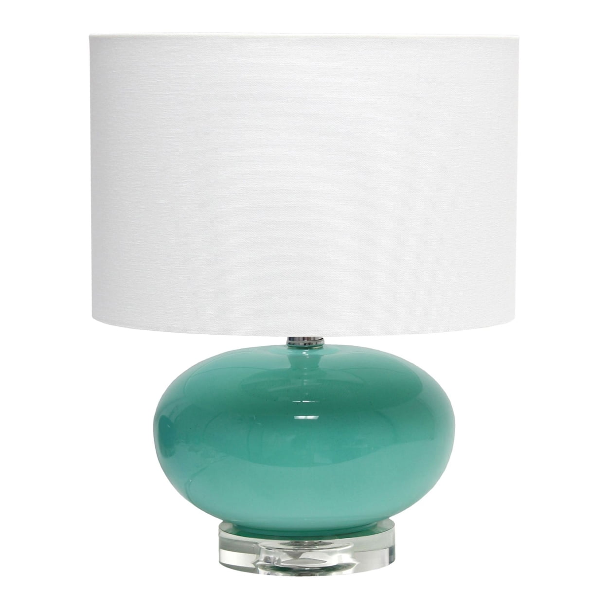 15.25" Contemporary Modern Ceramic Egg Standard Bedside Living Room Entryway Table Lamp With White Fabric Shade, Aqua