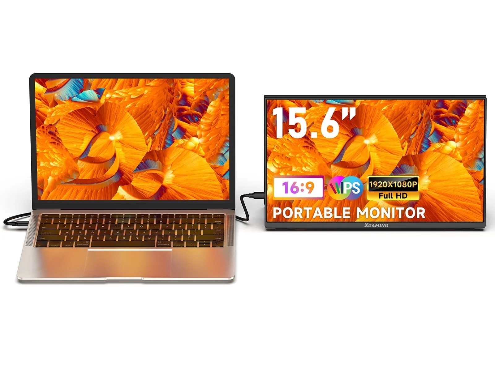 15.6" Portable Monitor, MEMZUOIX 60hz FHD 1080p Portable Monitor with Black Smart Cover and 2 Built-in Speakers, Portable Monitor for Laptop PC Mac Phone Xbox PS4/PS5