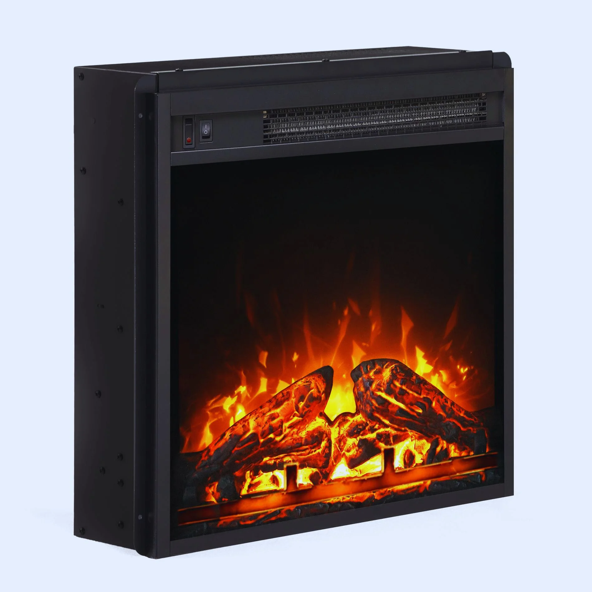 18'' Fireplace Heater, Electric Fireplace Freestanding with Remote Control, 750W/1400W, Black