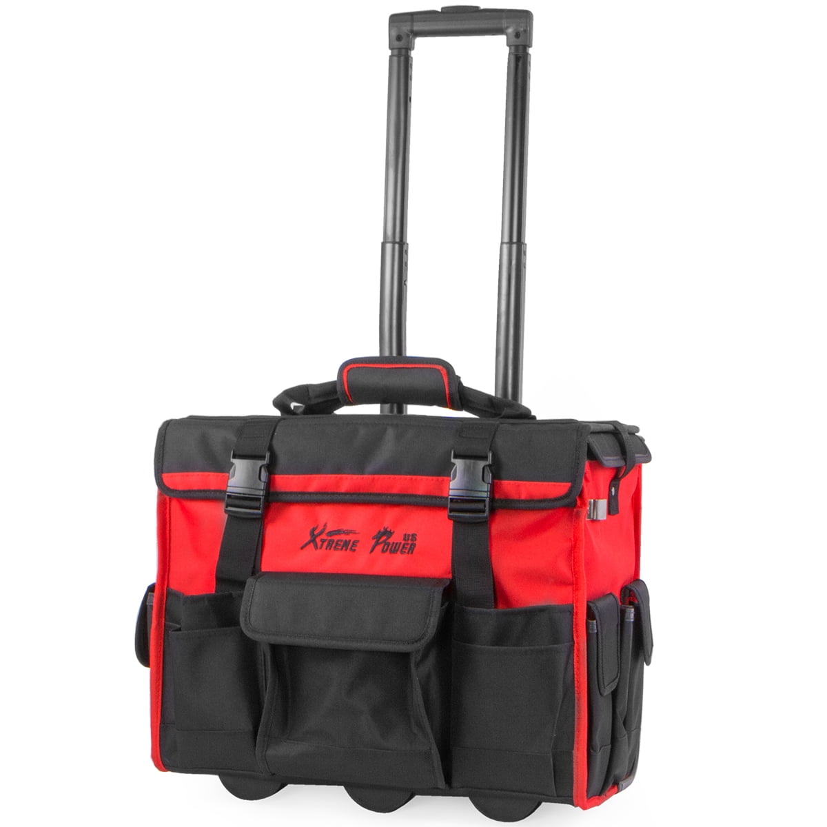 XtremepowerUS 18'' Rolling Tool Bag, Waterproof Tool Bag with Wheels, Portable Storage Organizer Rolling Tool Tote, for Electrician, Construction