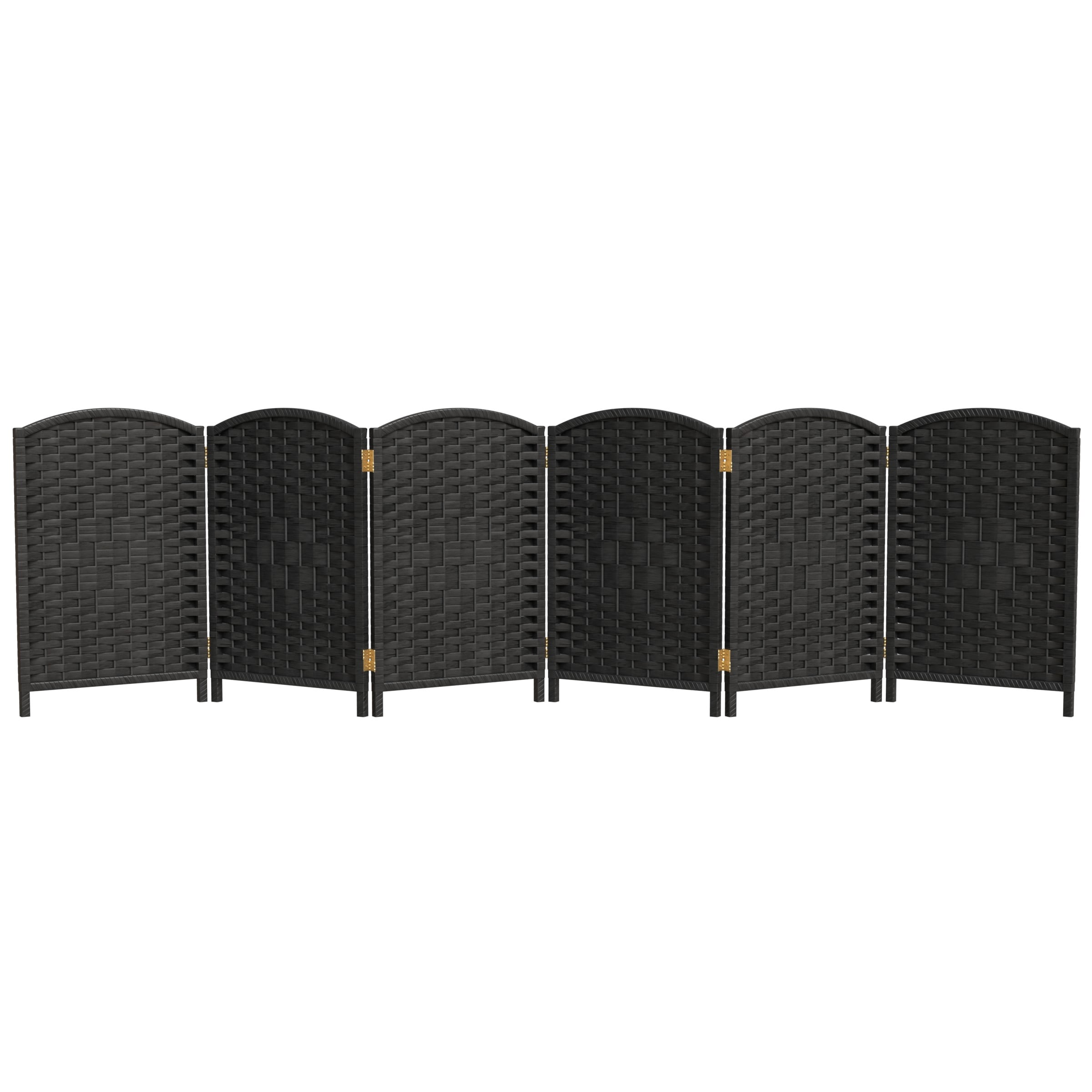 Red Lantern 2 ft. Short Diamond Weave Fiber Folding Screen - Black - 6 Panel