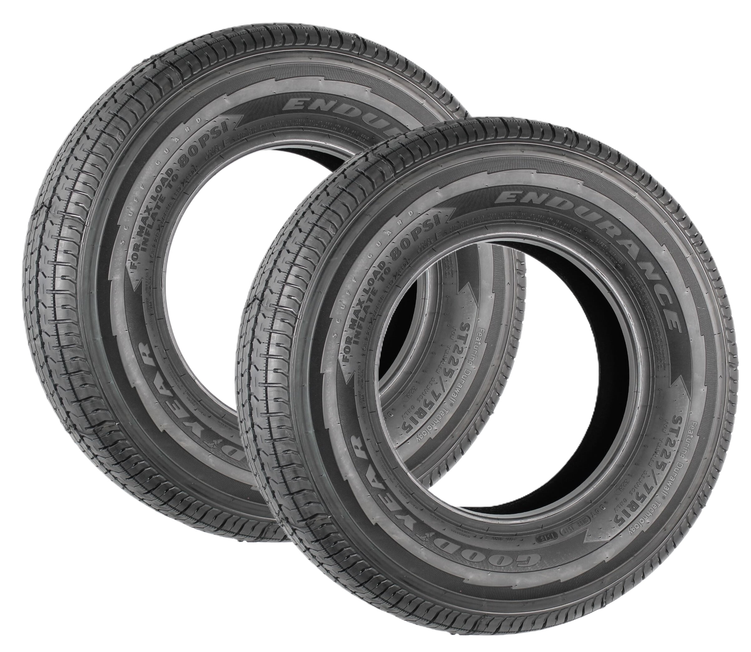 2-Pack Fits Goodyear Endurance All Season Trailer Tire ST225/75R15 E/10 117N