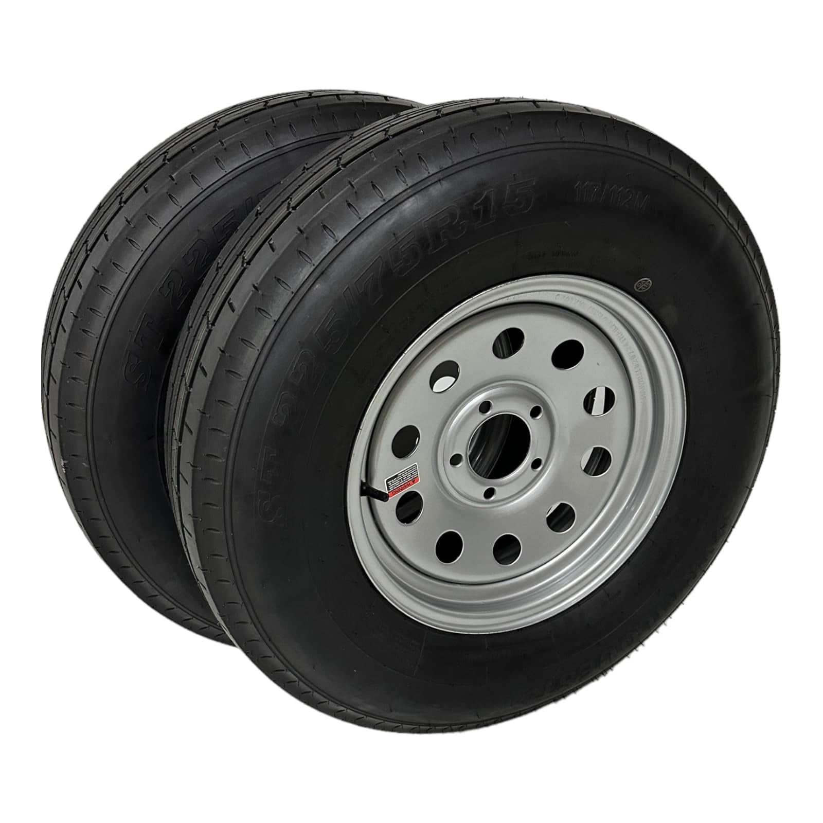 2-Pack Trailer Tire on Rim ST225/75R15 TrailQuest LRE Radial 10 Ply 5 Lug Silver Modular Wheel 5X4.5" Bolt Pattern