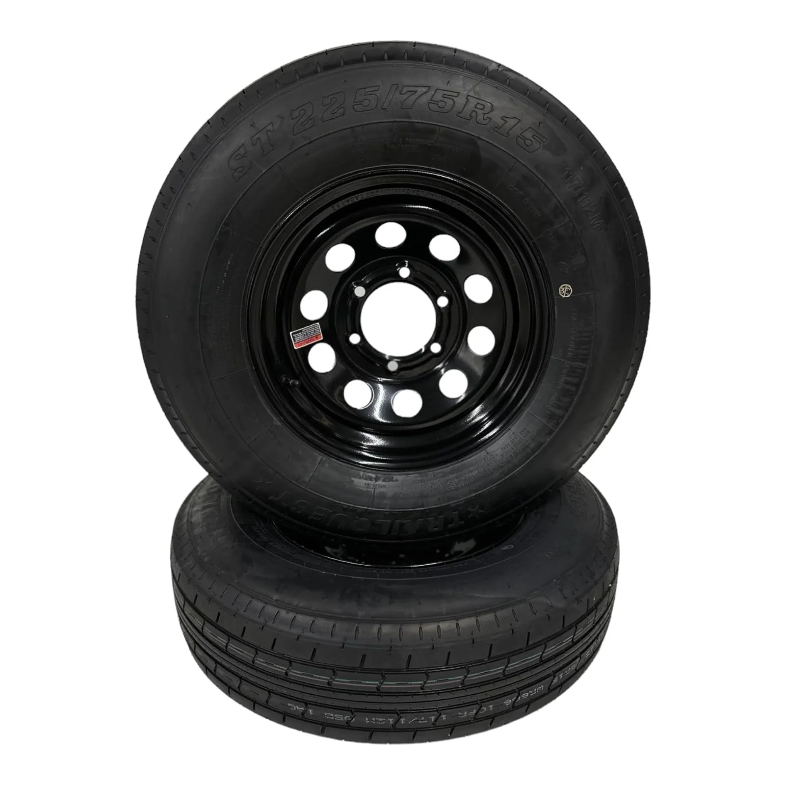 2-Pack Trailer Tire on Rim ST225/75R15 TrailQuest LRE Radial 10 Ply 6 Lug Black Modular Wheel 6X5.5" Bolt Pattern