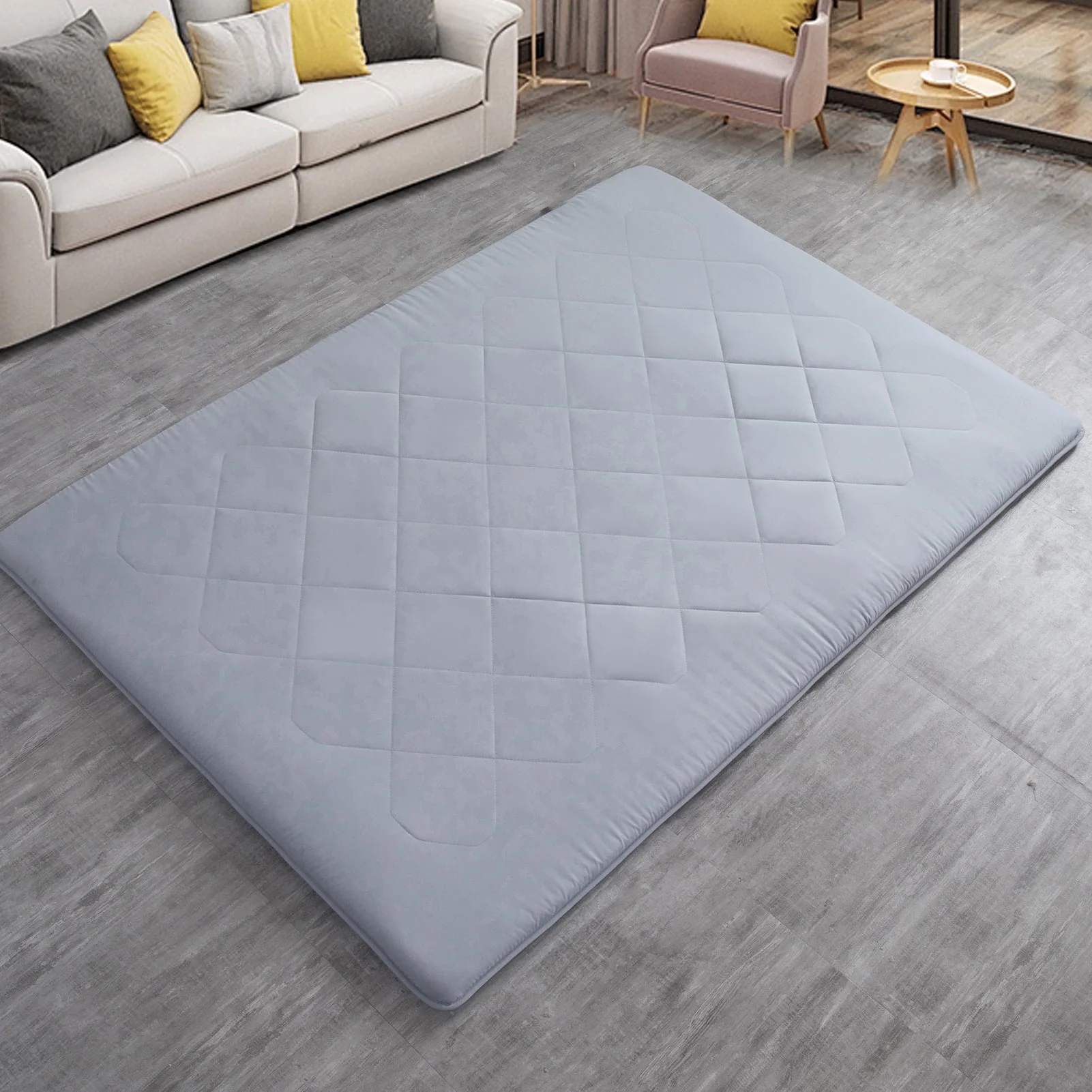 2.5 Inch Mattress Futon Roll Up Mattress,Camping Sleeping Pad Grey - Full