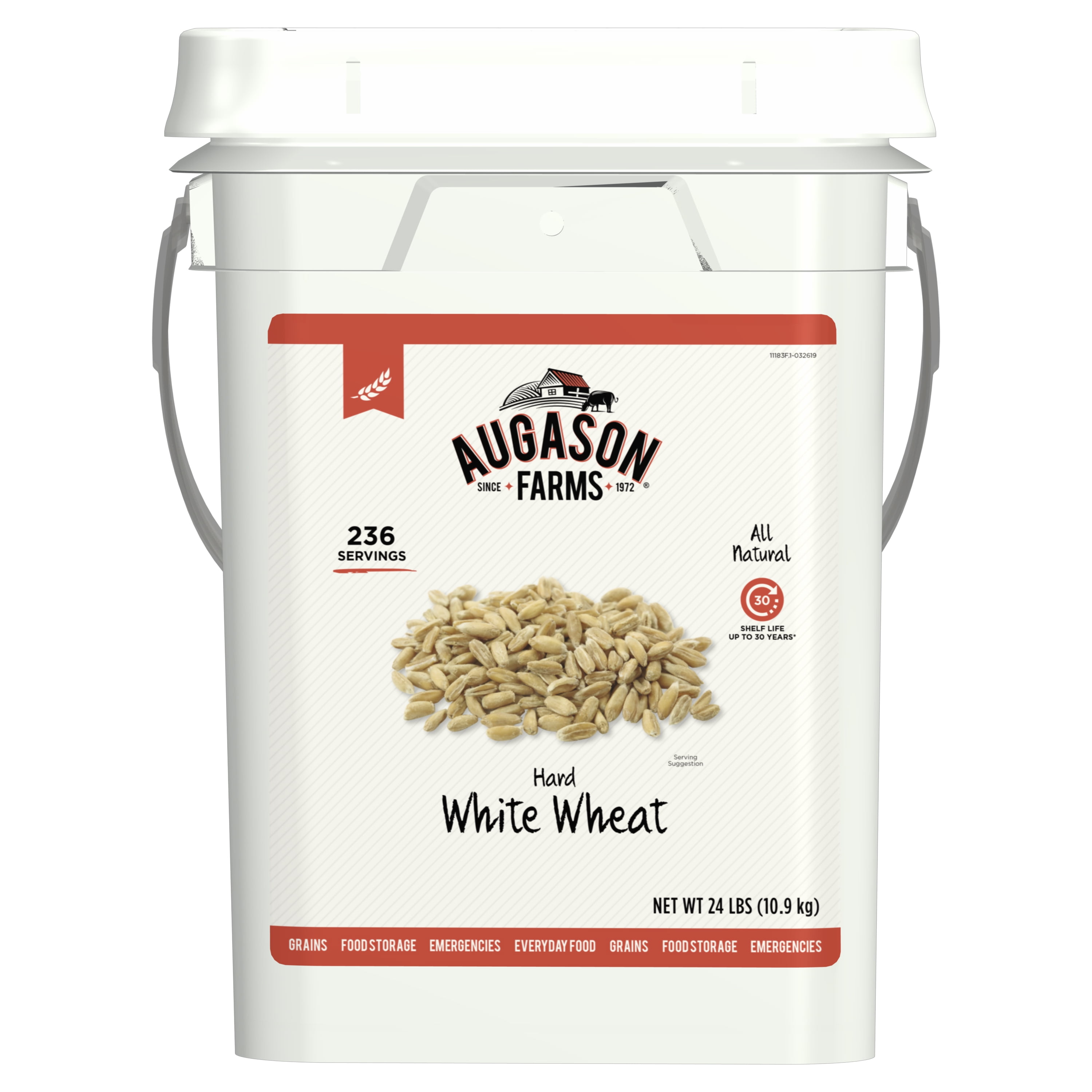 (2 pack) (2 pack) Augason Farms Hard White Wheat Emergency Food Storage 4 Gallon Pail
