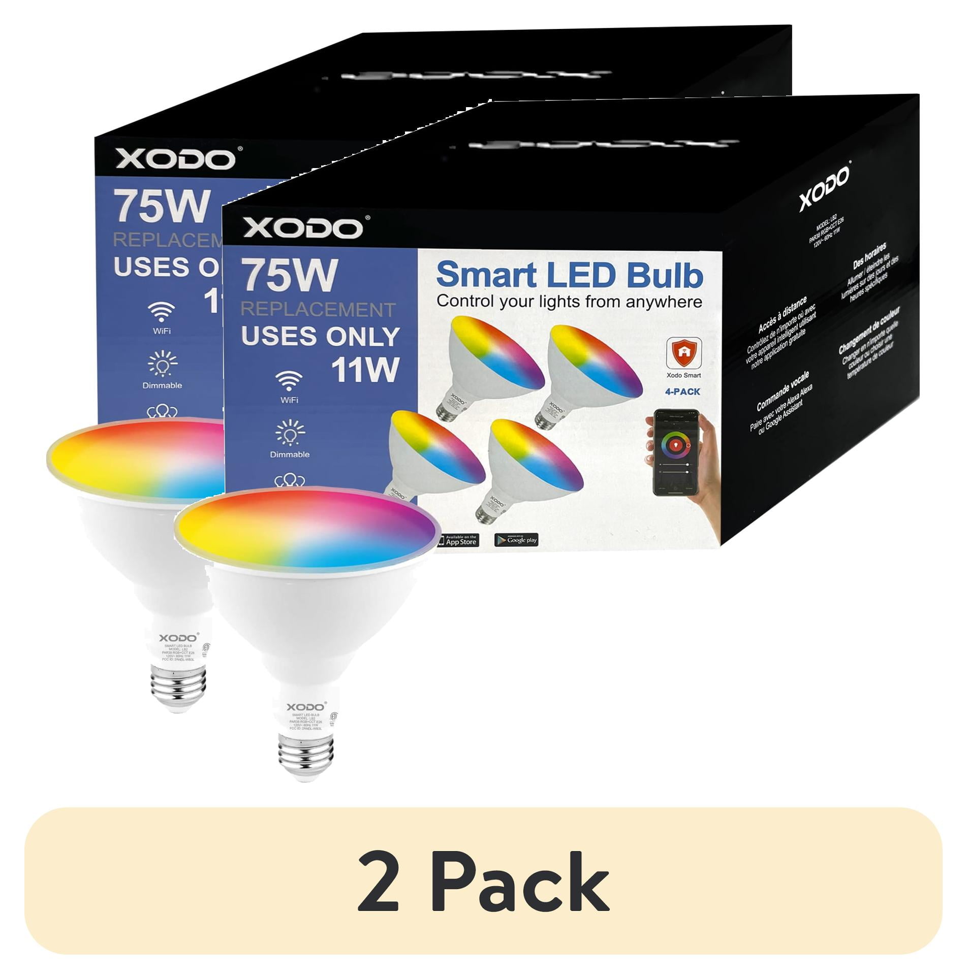 (2 pack) XODO Smart Home Wi-Fi PAR38 E26 11W Dimmable Recessed Light Bulb (4 Pack) - Works with Alexa