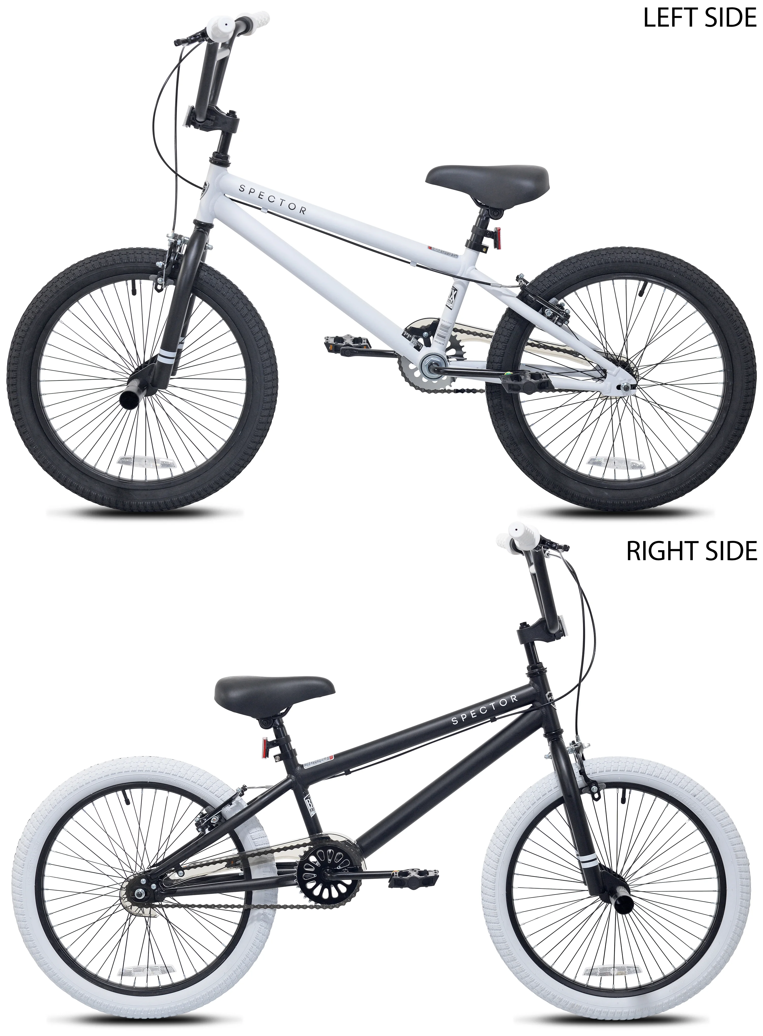 20" Kent Bicycles Spector BMX Bicycle, Fits Rider 4'2" - 5', Black/White, Child/Tween/Teen, Unisex