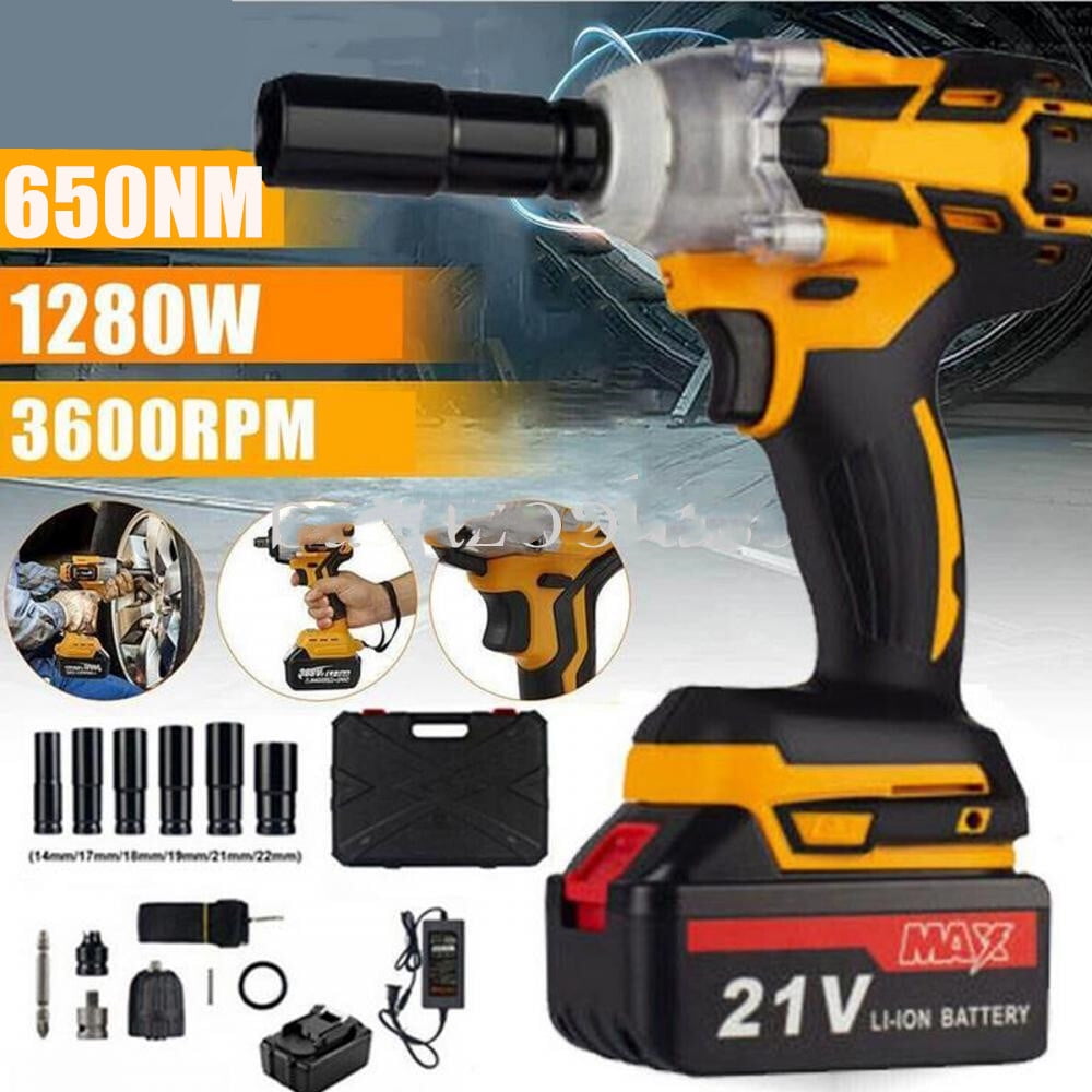 21V Cordless Impact Wrench 1/2", 650Nm Brushless High Torque Impact Drill Driver Kit with LED Light