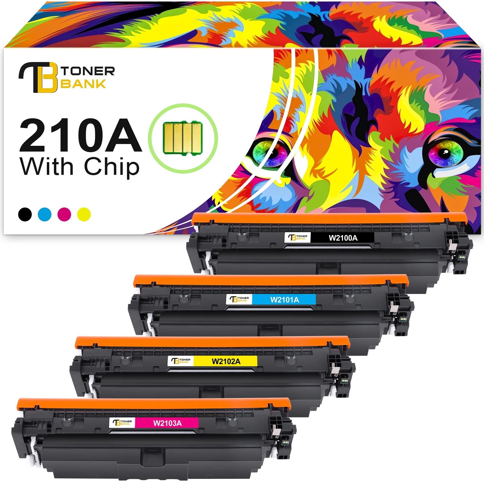 210A Toner Cartridge (With Chip) Compatible for HP 210A 210X W2100A W2100X 4301fdw 5-Pack HP Color LaserJet Pro MFP 4301fdw 4301fdn 4201dn 4201dw Printer Ink (Black Cyan Magenta Yellow)