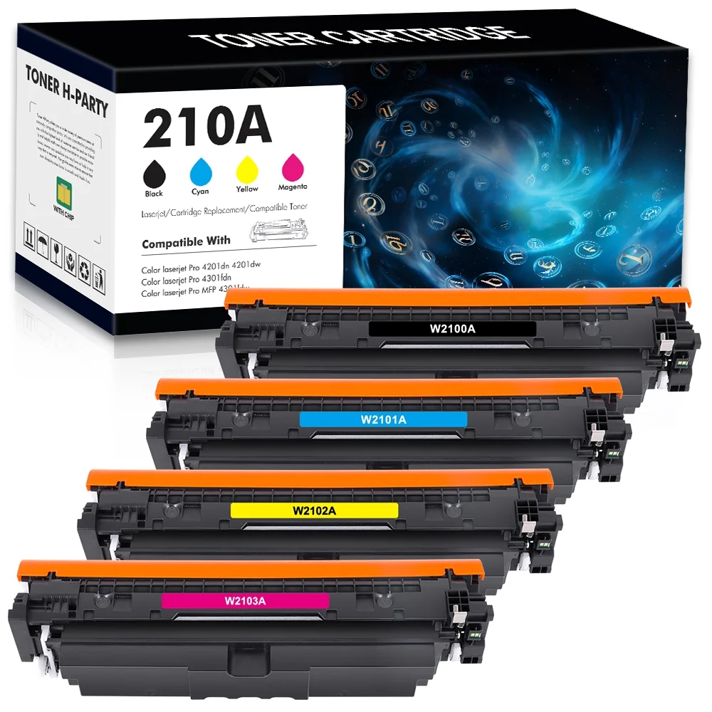 210A Toner Cartridges 5 Pack with Chip Compatible for HP 210A W2100A 210X W2100X 210 4301fdw Color Laserjet Pro MFP 4301fdw 4301fdn Pro 4201dw 4201dn 4201 4301 Series Printer High Yield Ink