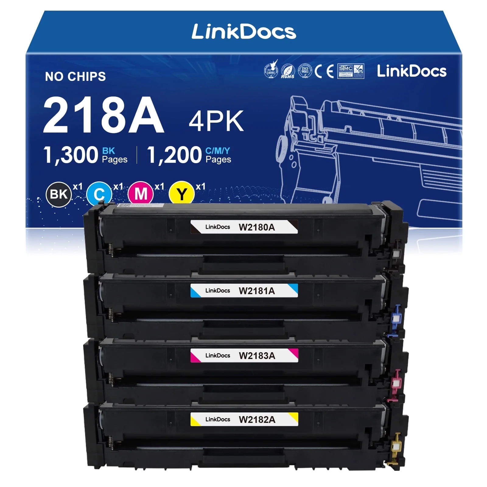218A Toner Cartridges Compatible for HP 218A toner cartridge W2180A W2181A W2182A W2183A used with LaserJet Pro 3201, MFP 3301 Printer (4Pack Black,Cyan, Magenta, Yellow)