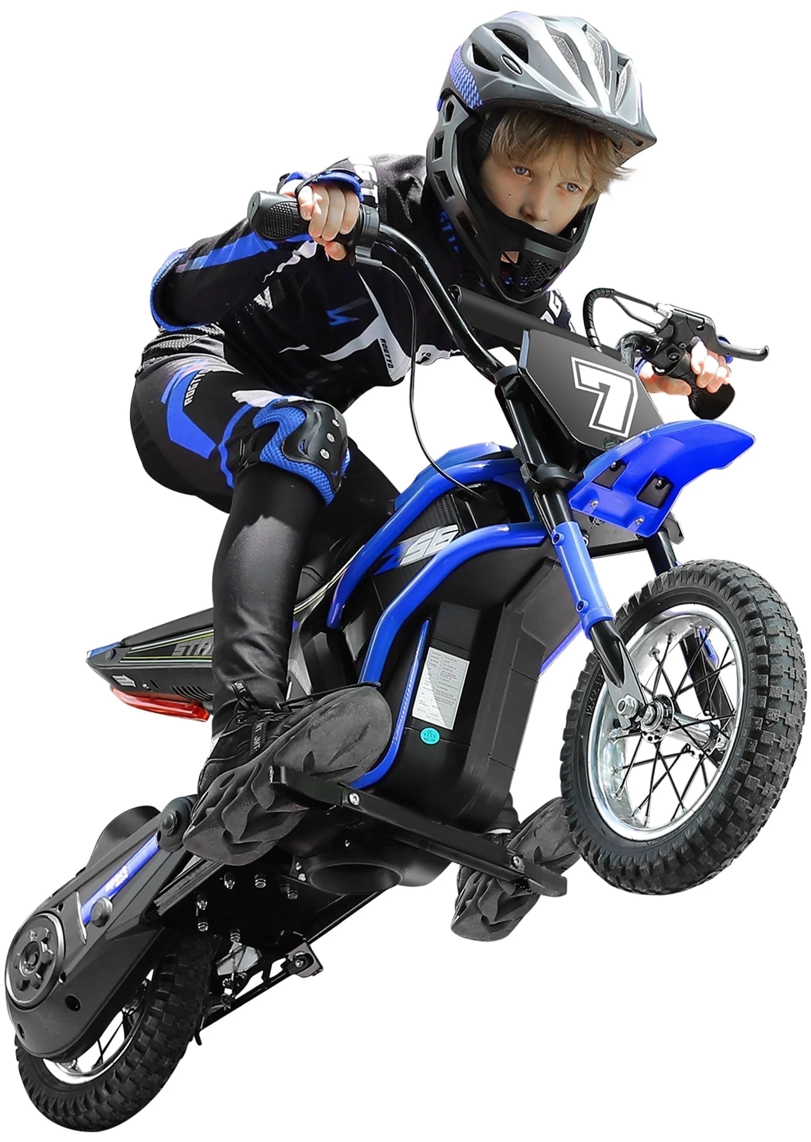 24V Dirt Bike,Neche MX350 Electric Powered Motorcycle,Ride on Dirt Rocket with Shock Absorption Suspension for Kids Age 13+,Blue